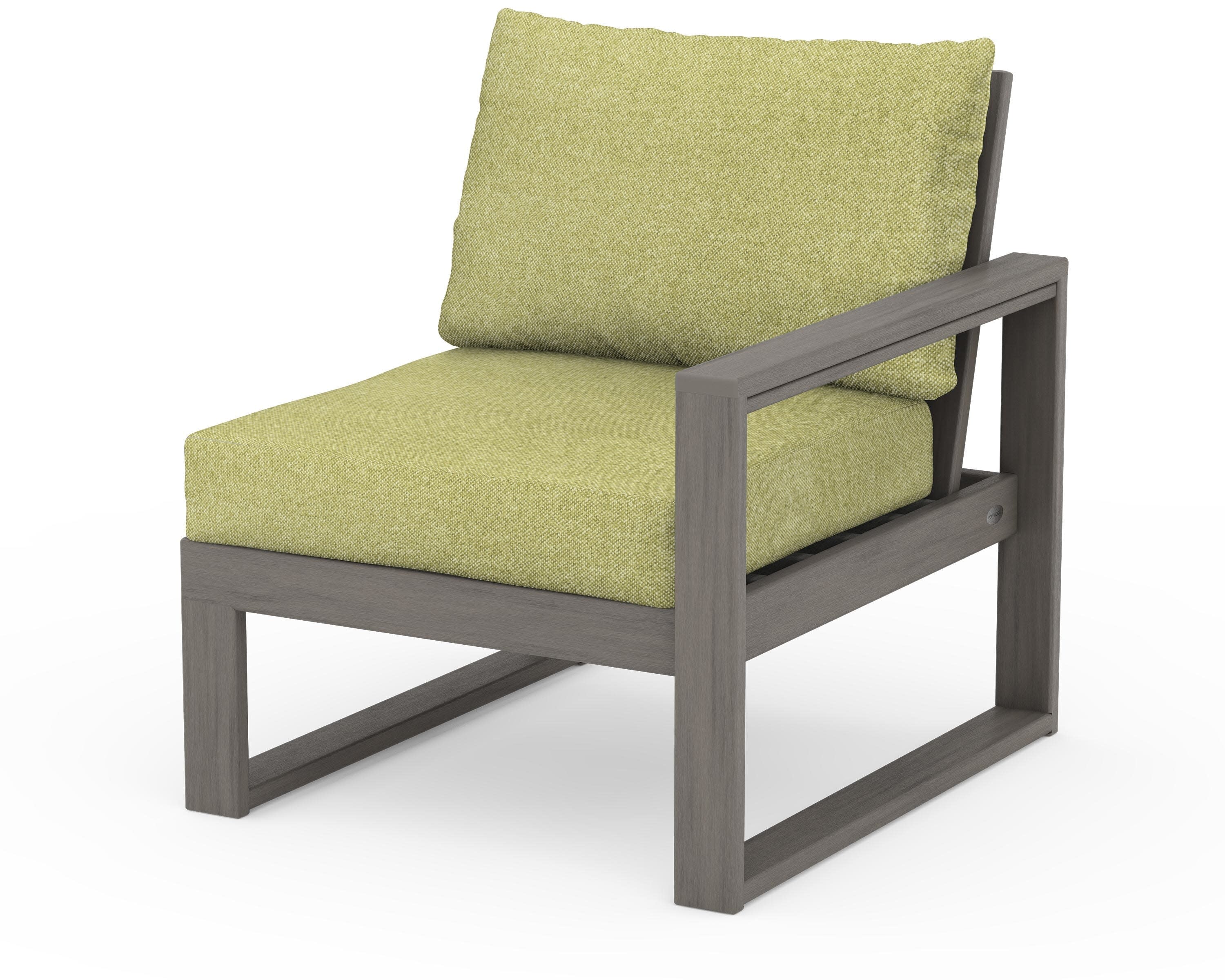 EDGE Modular Right Arm Chair in Driftwood / Chartreuse Boucle