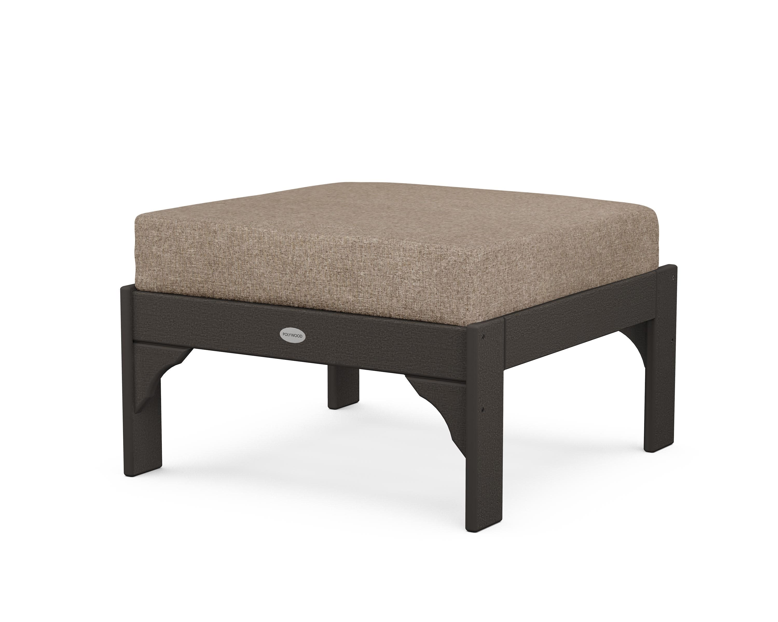 Vineyard Deep Seating Ottoman in Vintage Coffee / Spiced Burlap