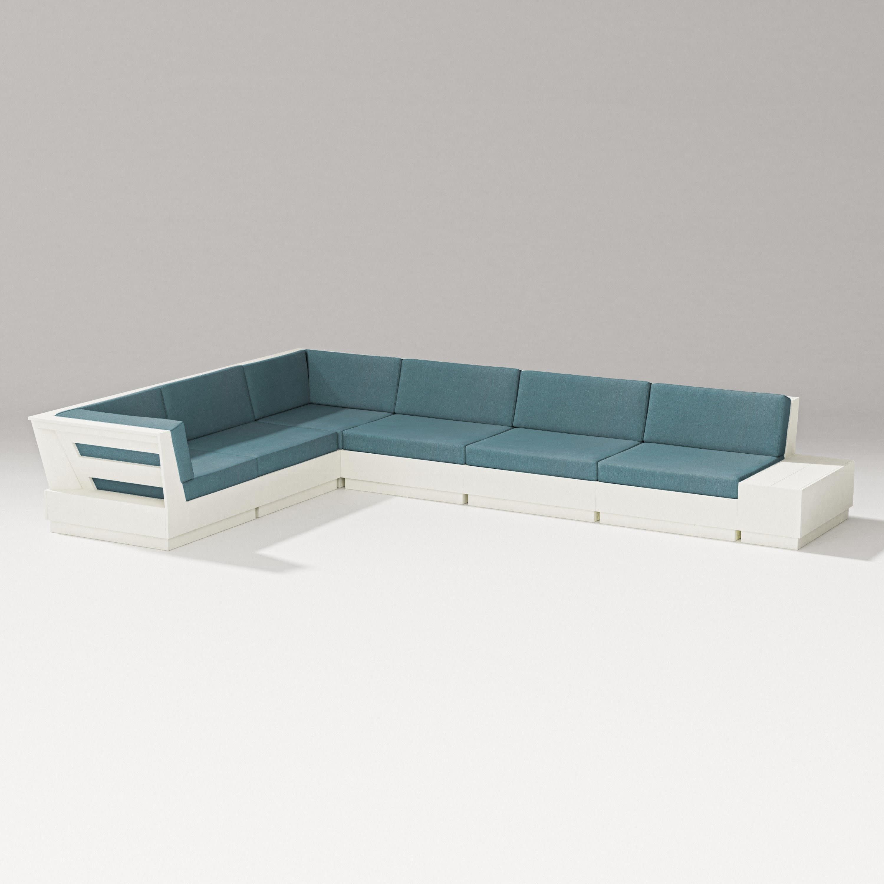 Elevate 7-Piece Corner Sectional in Vintage White / Ocean Teal