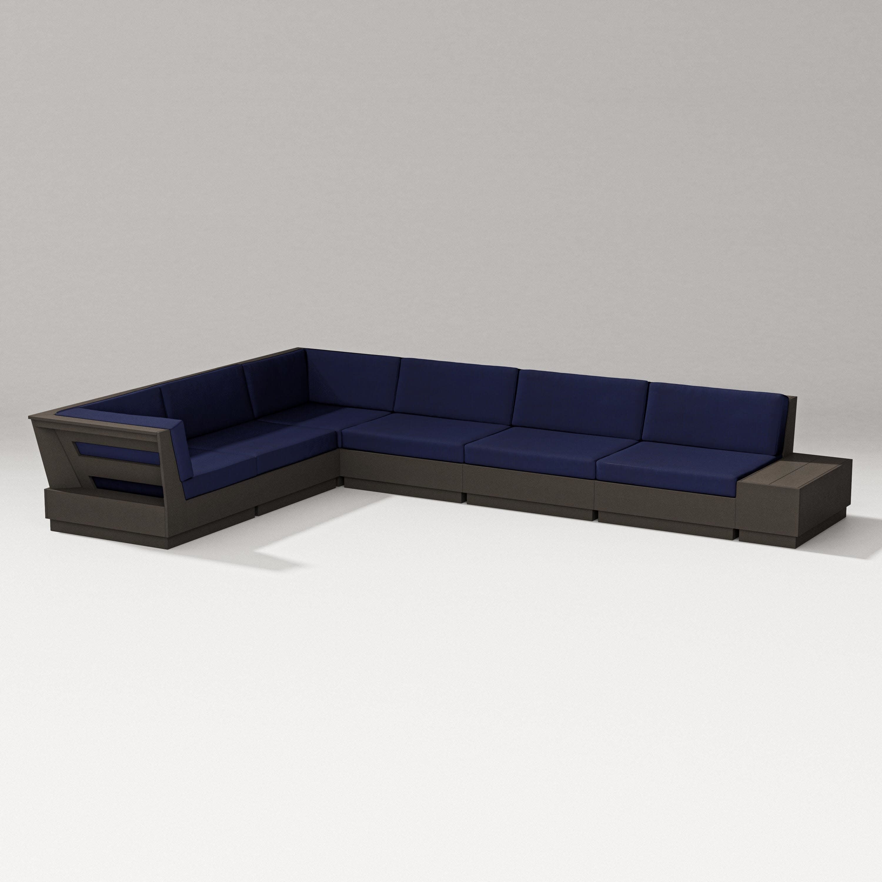 Elevate 7-Piece Corner Sectional in Vintage Coffee / Navy