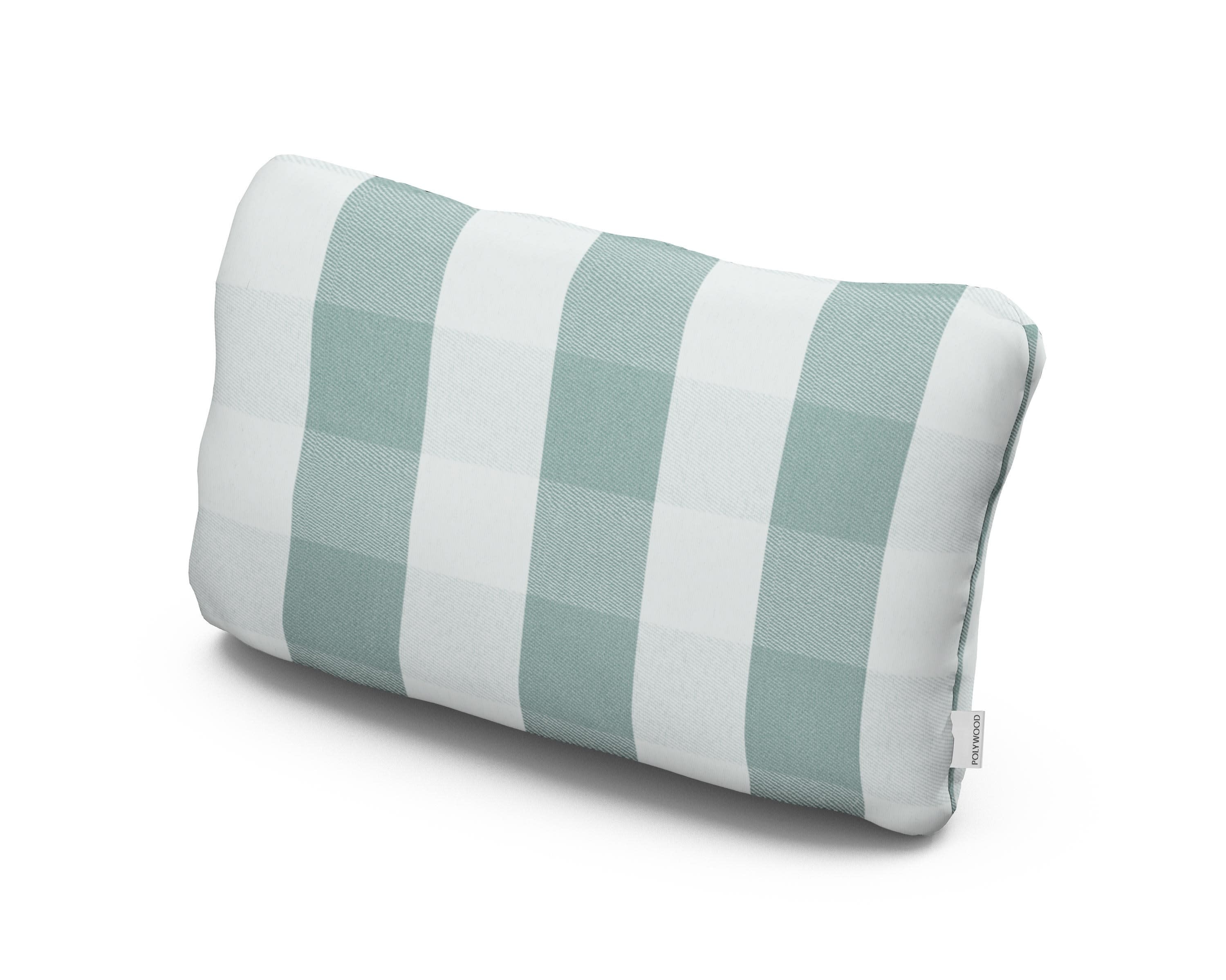 Outdoor Lumbar Pillow in Buffalo Plaid Glacier Spa