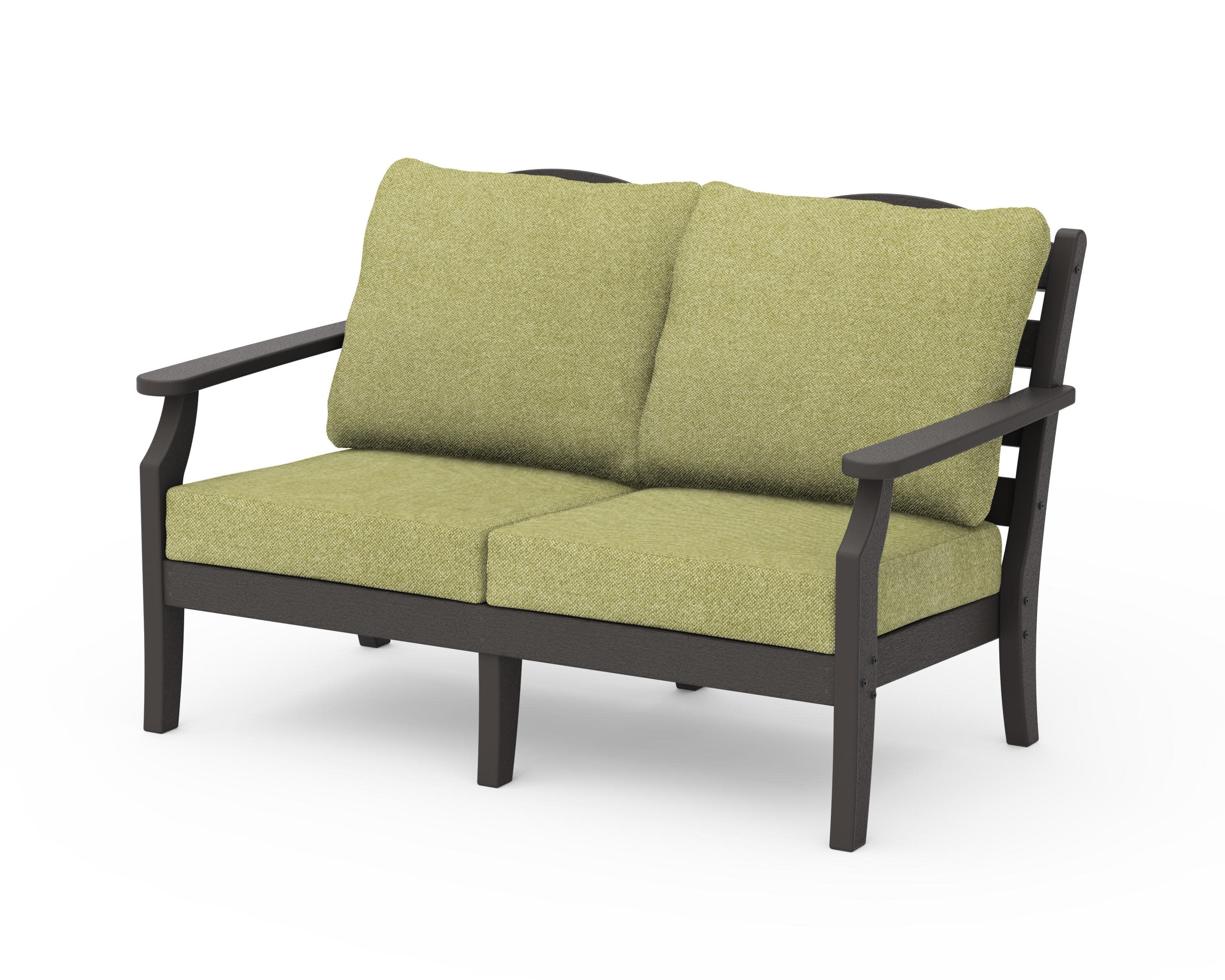 Savannah Deep Seating Loveseat in Vintage Coffee / Chartreuse Boucle