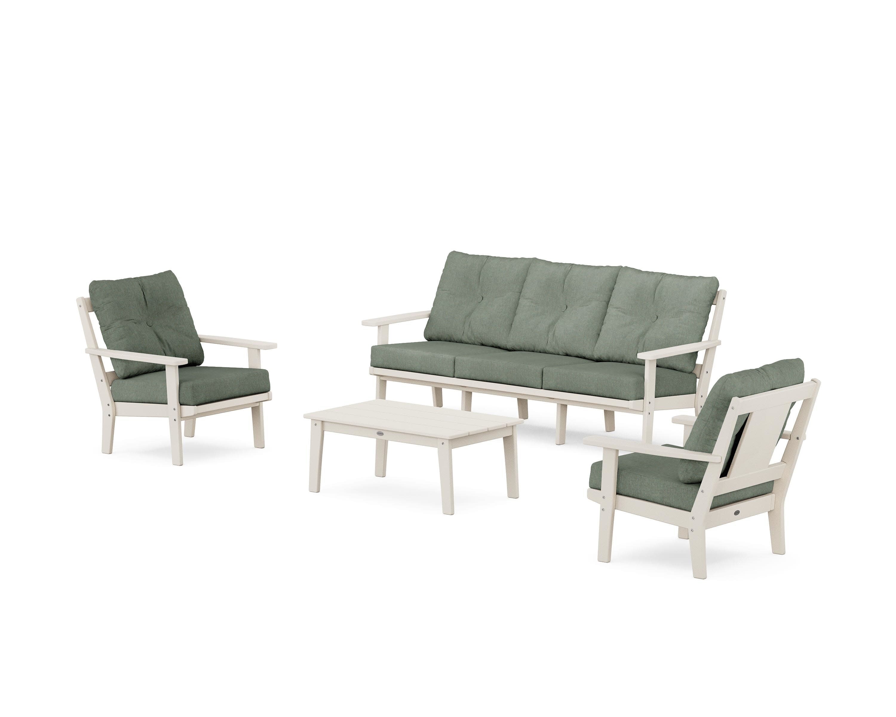 Prairie 4-Piece Deep Seating Set with Sofa in Sand / Cast Sage