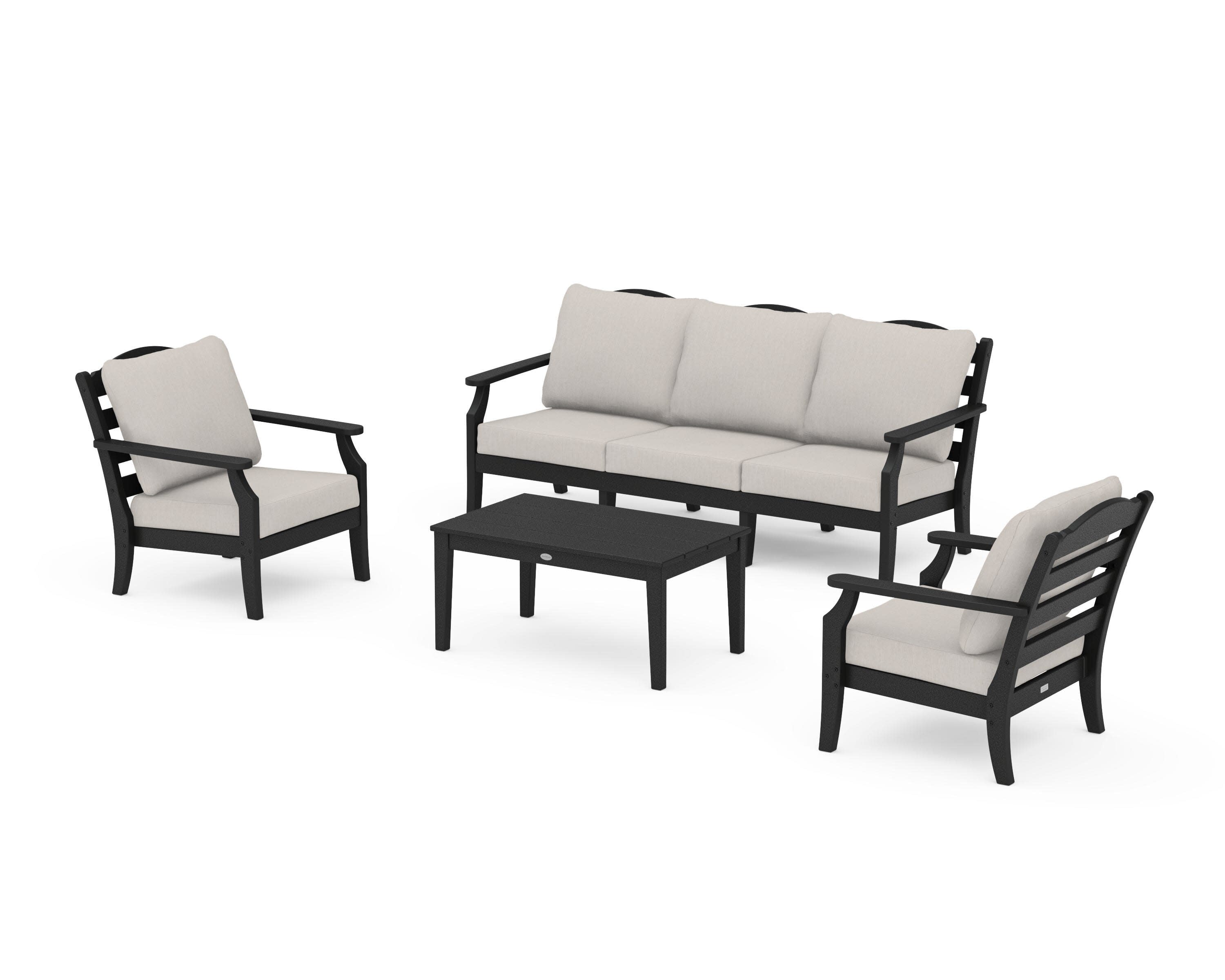Savannah 4-Piece Deep Seating Set with Sofa in Black / Cast Ash