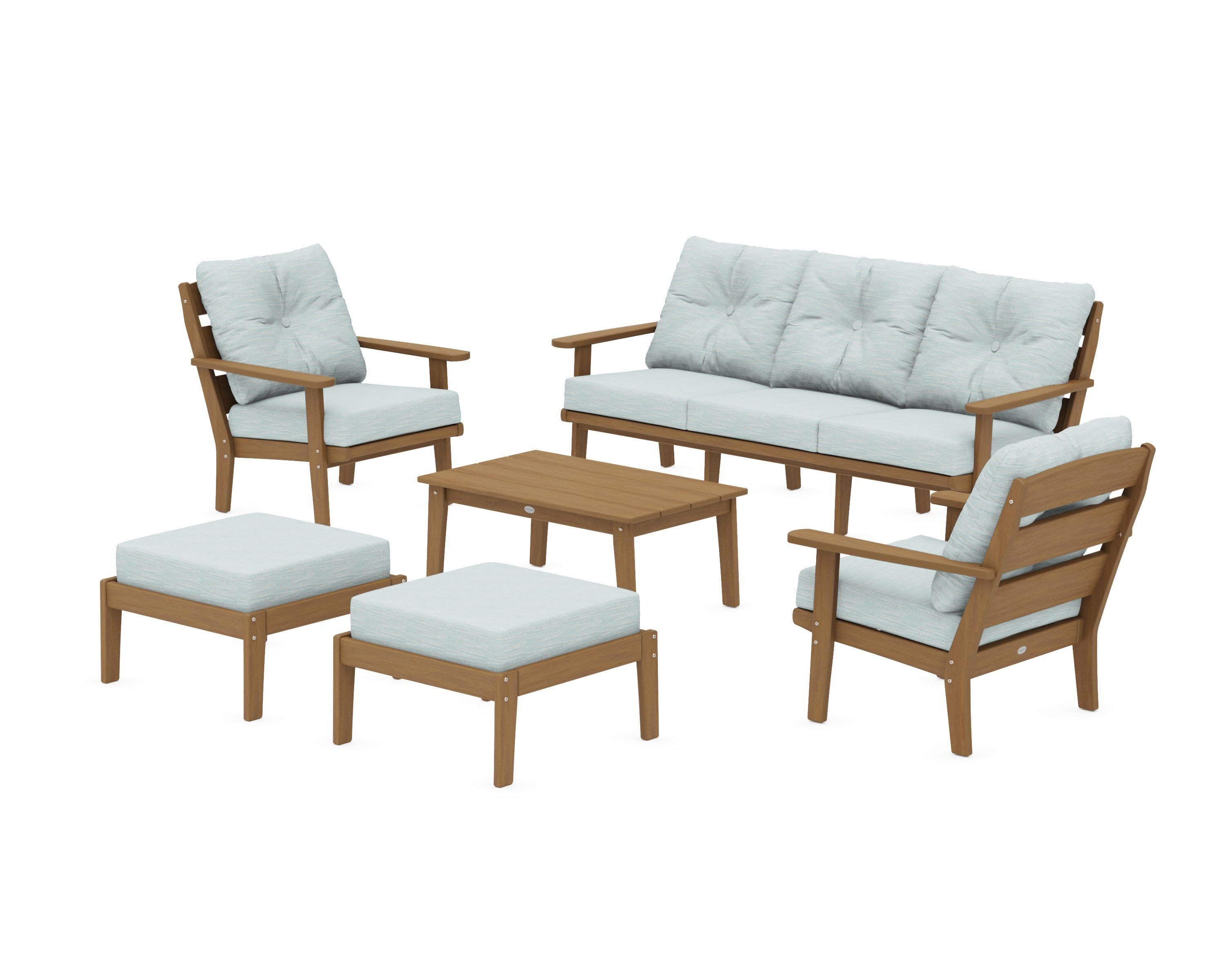 Lakeside 6-Piece Lounge Sofa Set in Natural / Soothe Mist