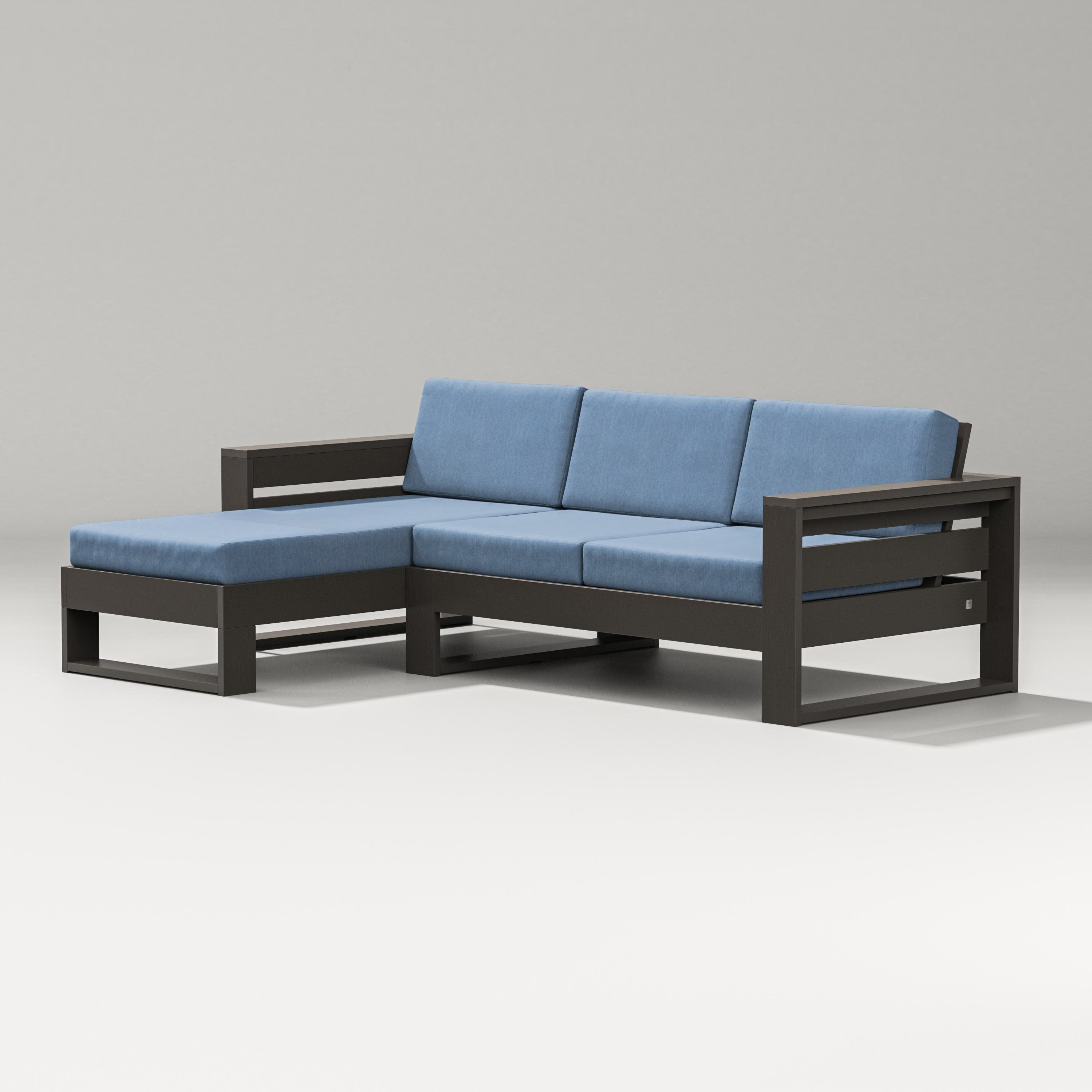 Latitude Left Chaise Sectional in Vintage Coffee / Sky Blue