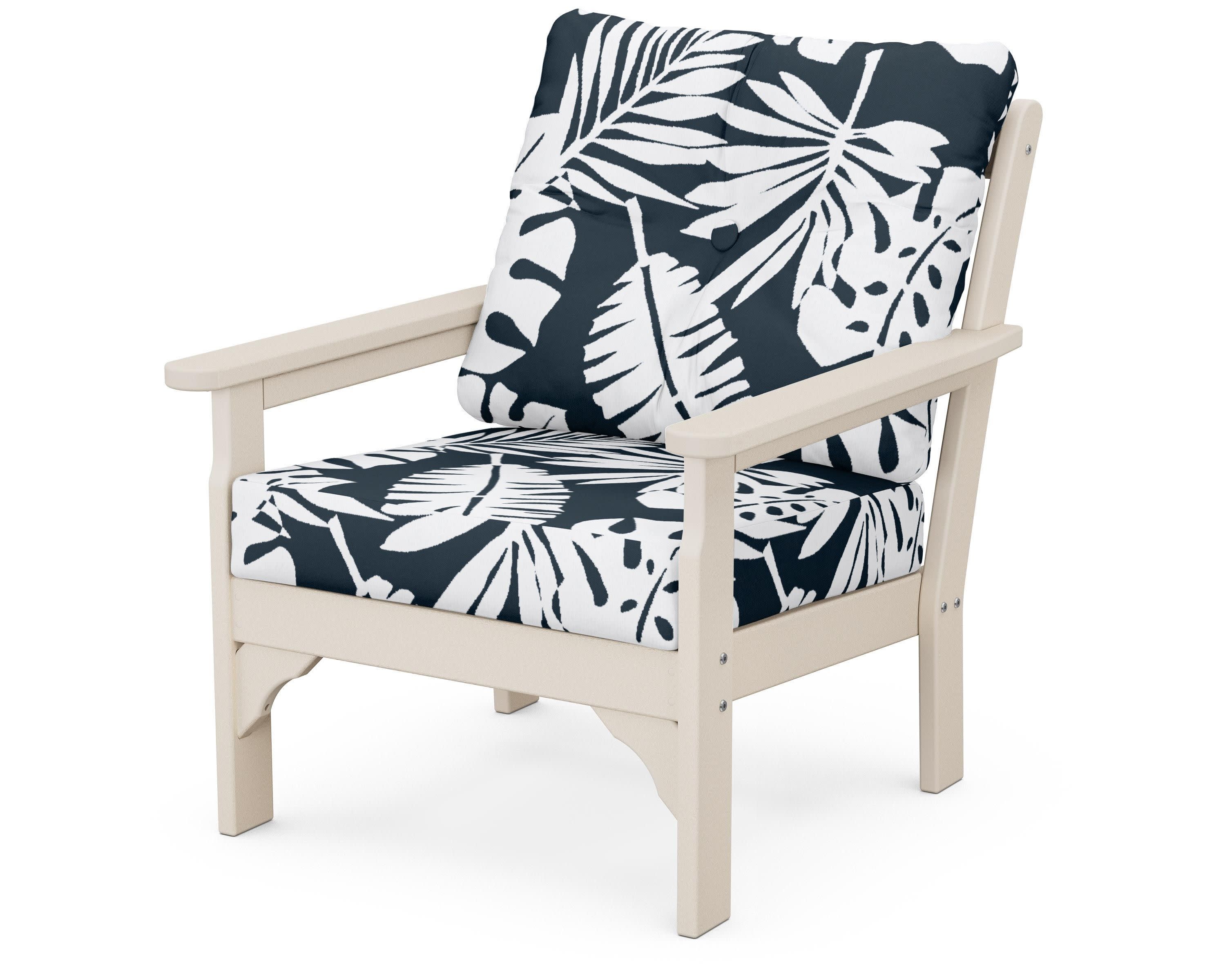 Vineyard Deep Seating Chair in Sand / Leaf Marine Indigo