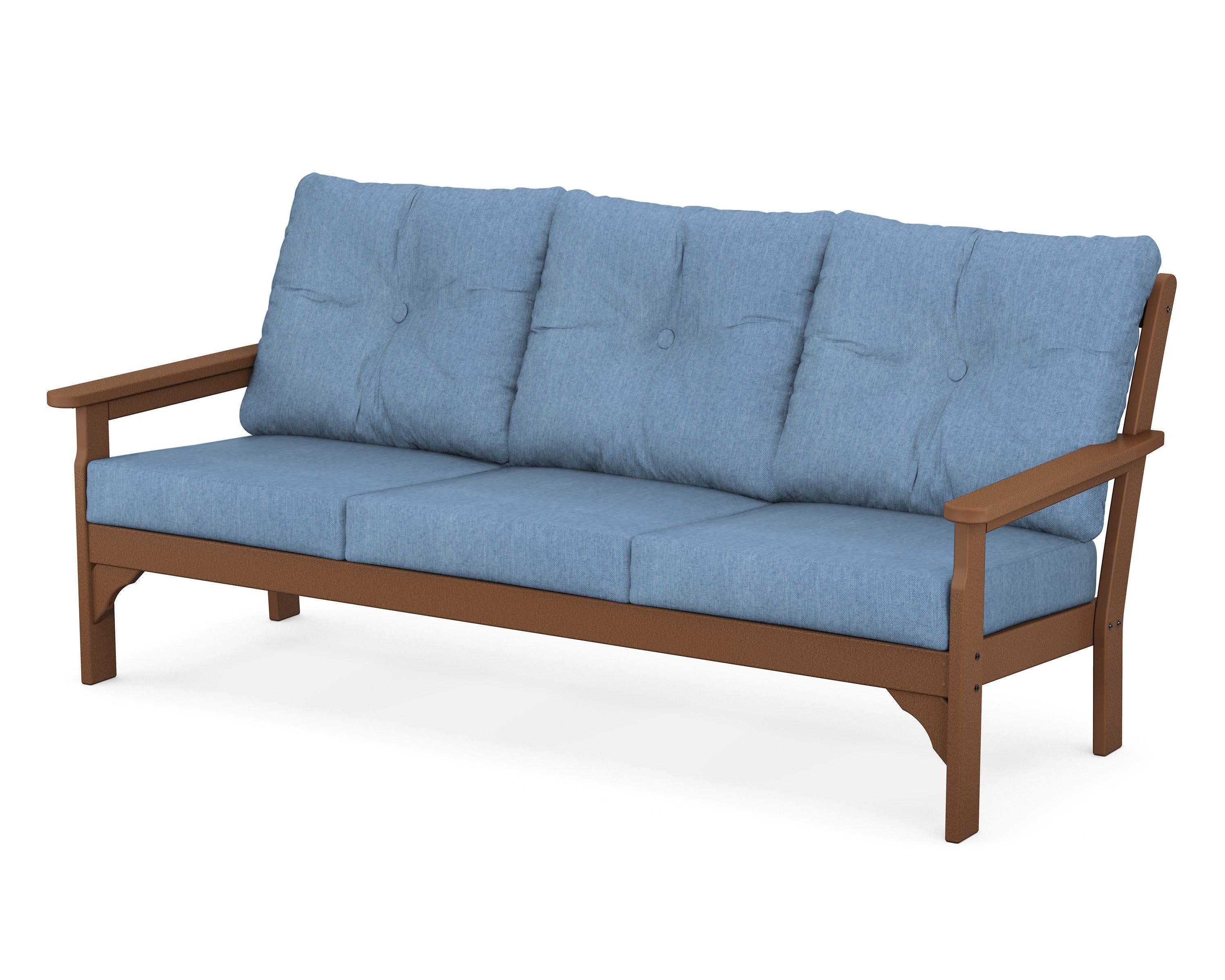 Vineyard Deep Seating Sofa in Teak / Sky Blue