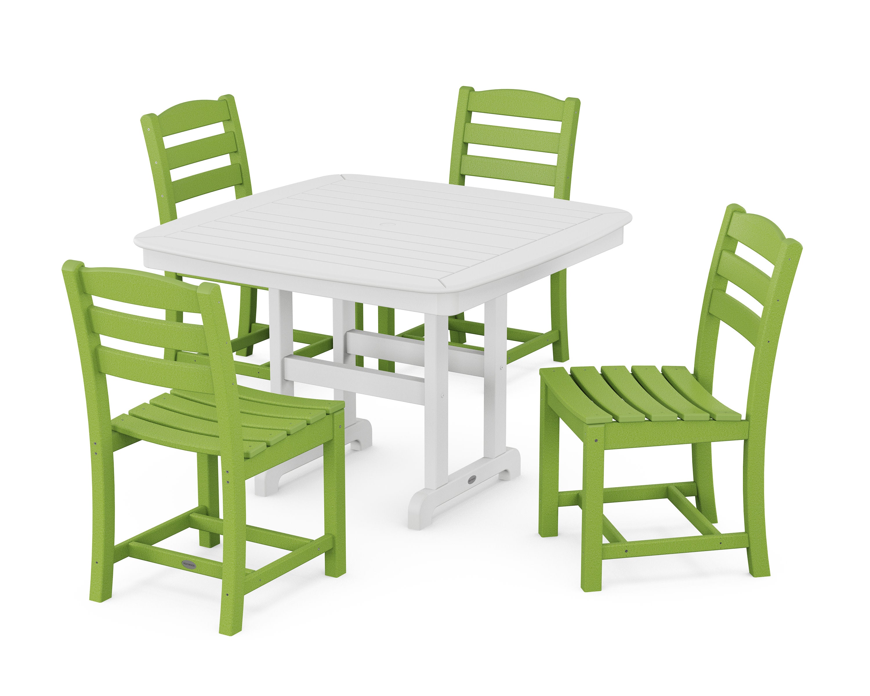 La Casa Caf Side Chair 5-Piece Dining Set with Trestle Legs in Lime / White