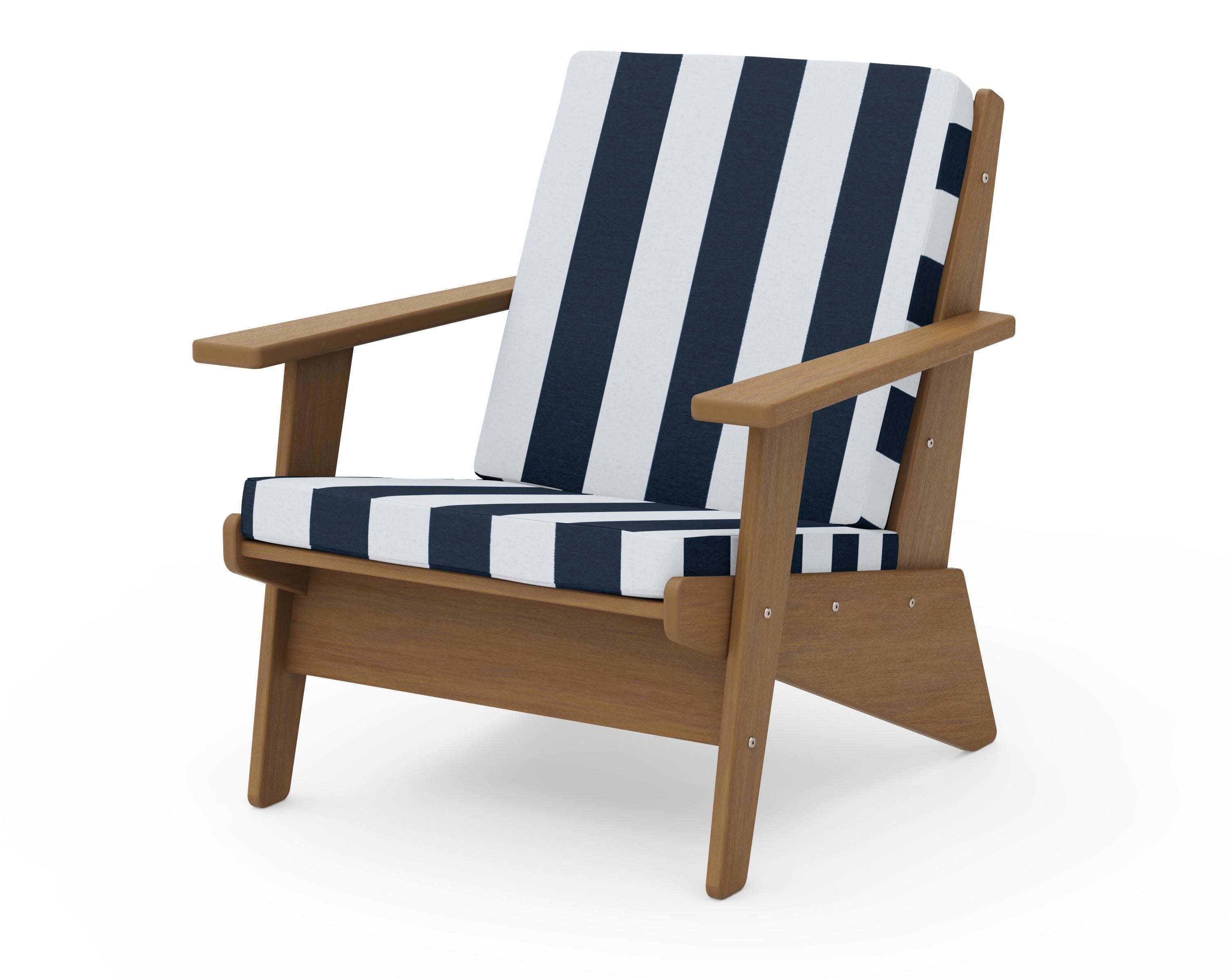 Riviera Modern Lounge Chair in Natural / Cabana Stripe Marine Indigo