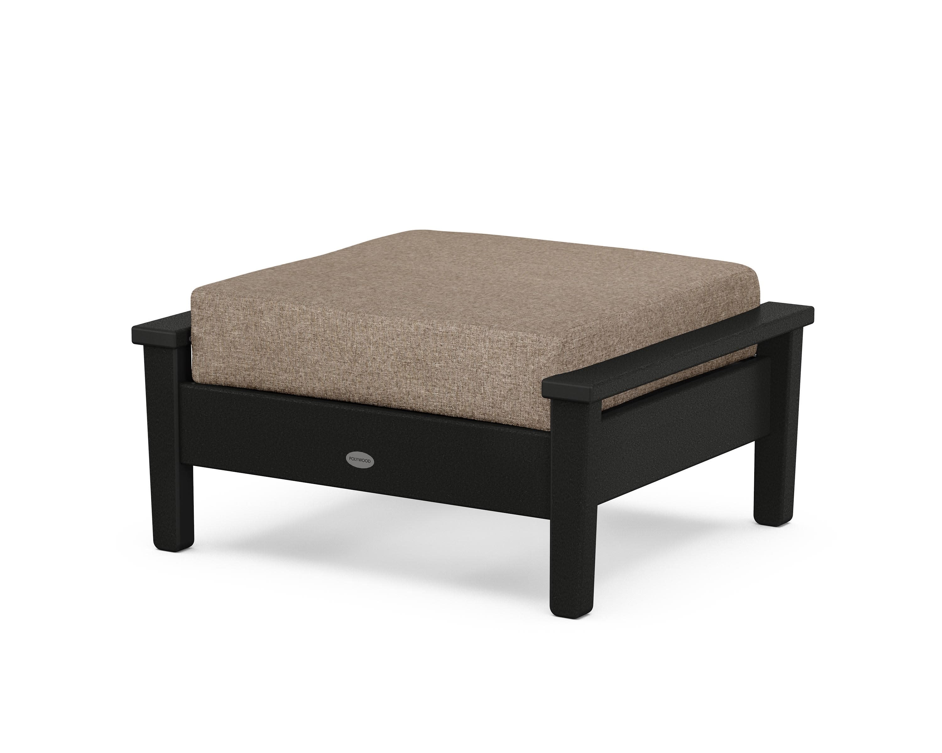 Prescott Deep Seating Ottoman in Black / Spiced Burlap