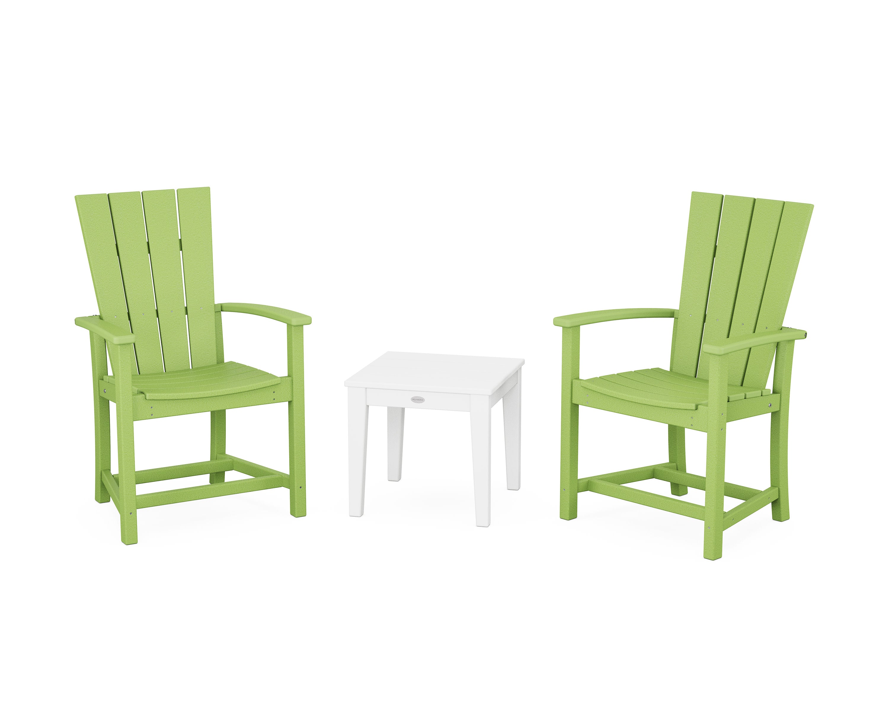 Quattro 3-Piece Upright Adirondack Chair Set in Lime / White