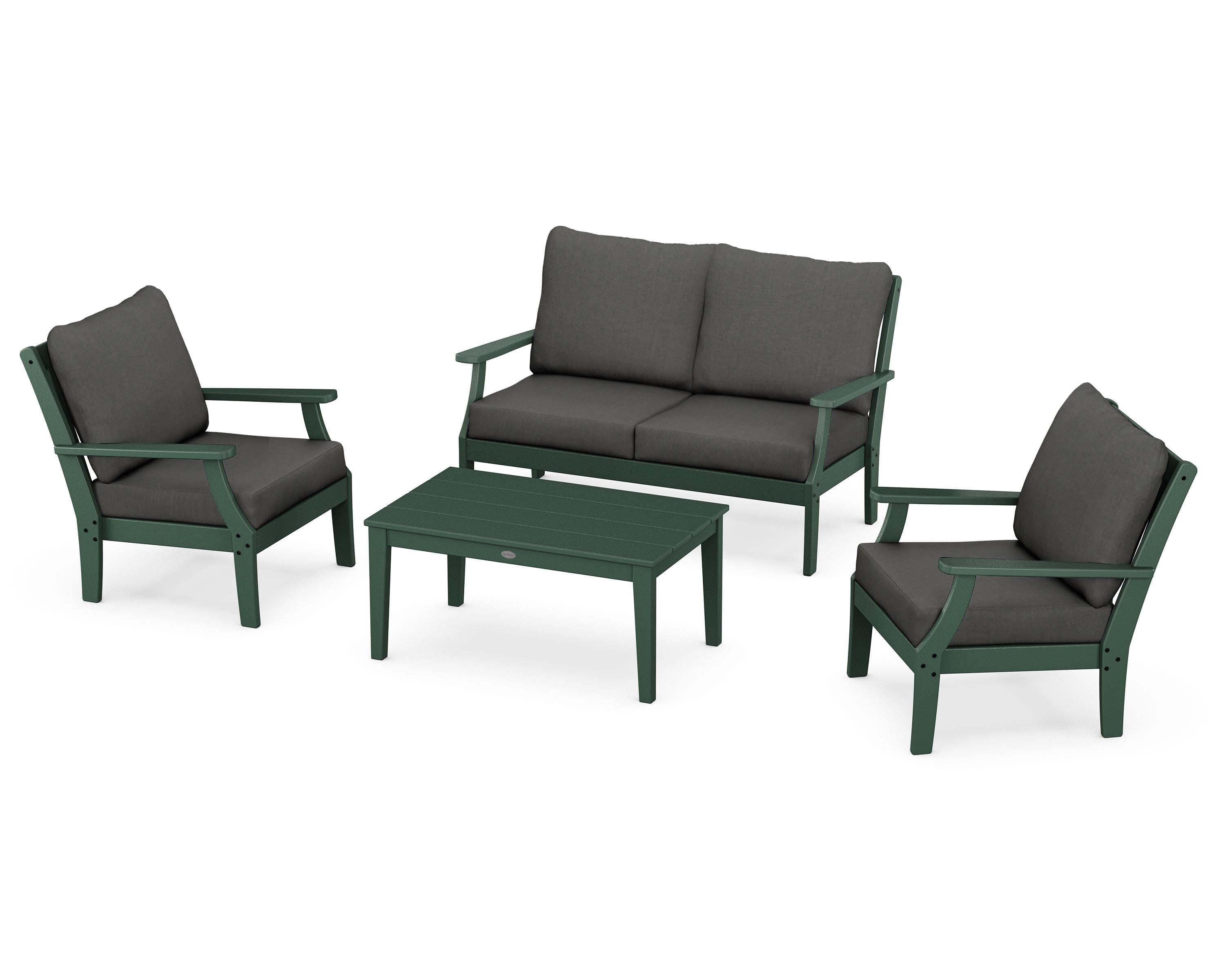 Braxton 4-Piece Deep Seating Chair Set in Green / Spectrum Carbon
