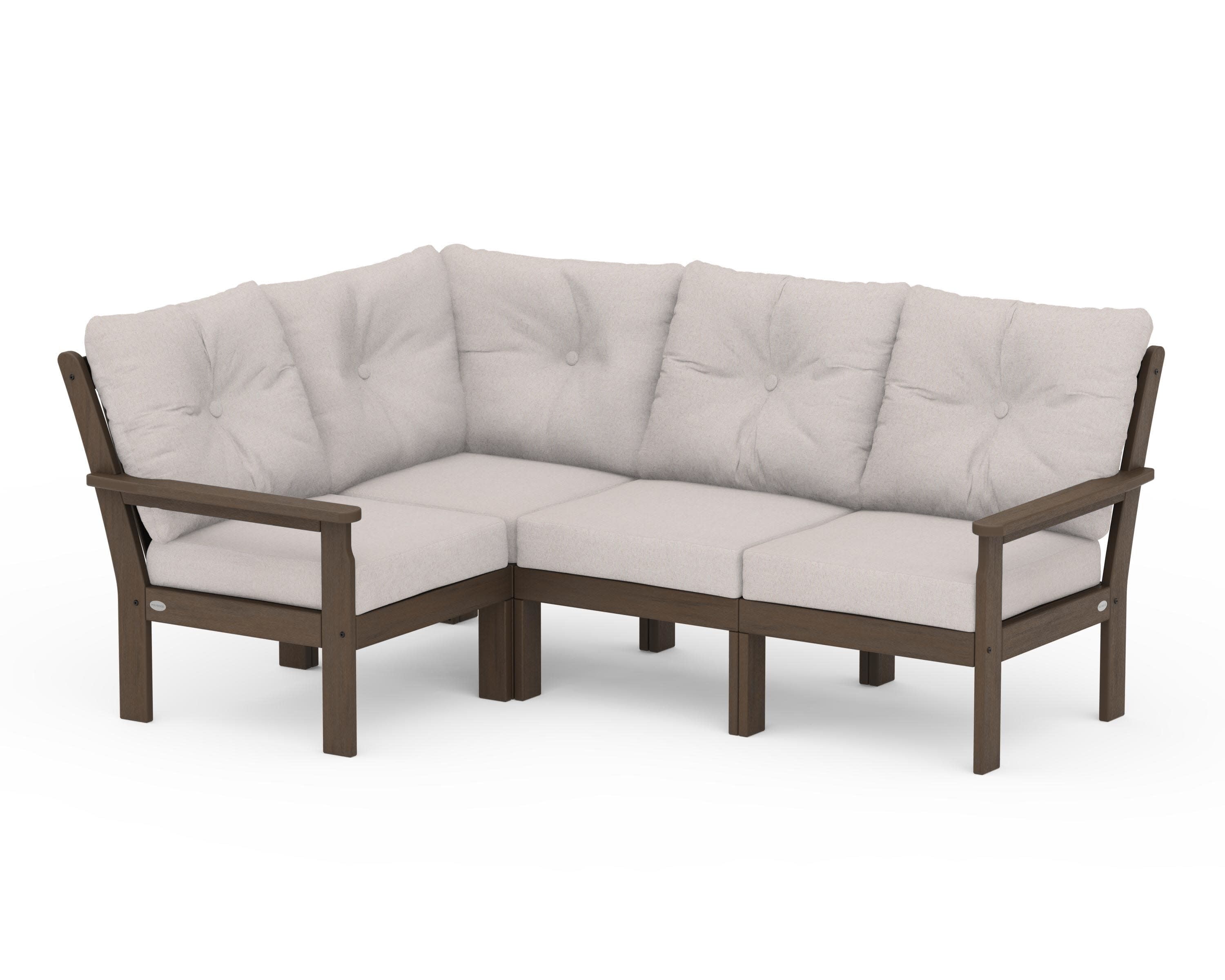 Vineyard 4-Piece Sectional in Kona / Dune Burlap