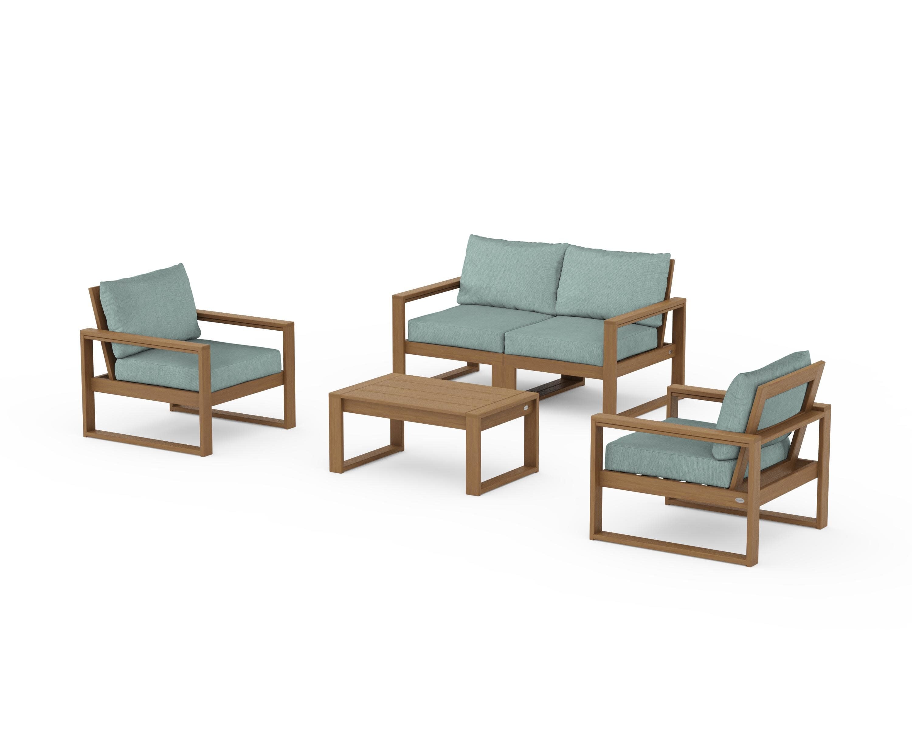 EDGE Sectional 4-Piece Deep Seating Set with Loveseat in Natural / Glacier Spa