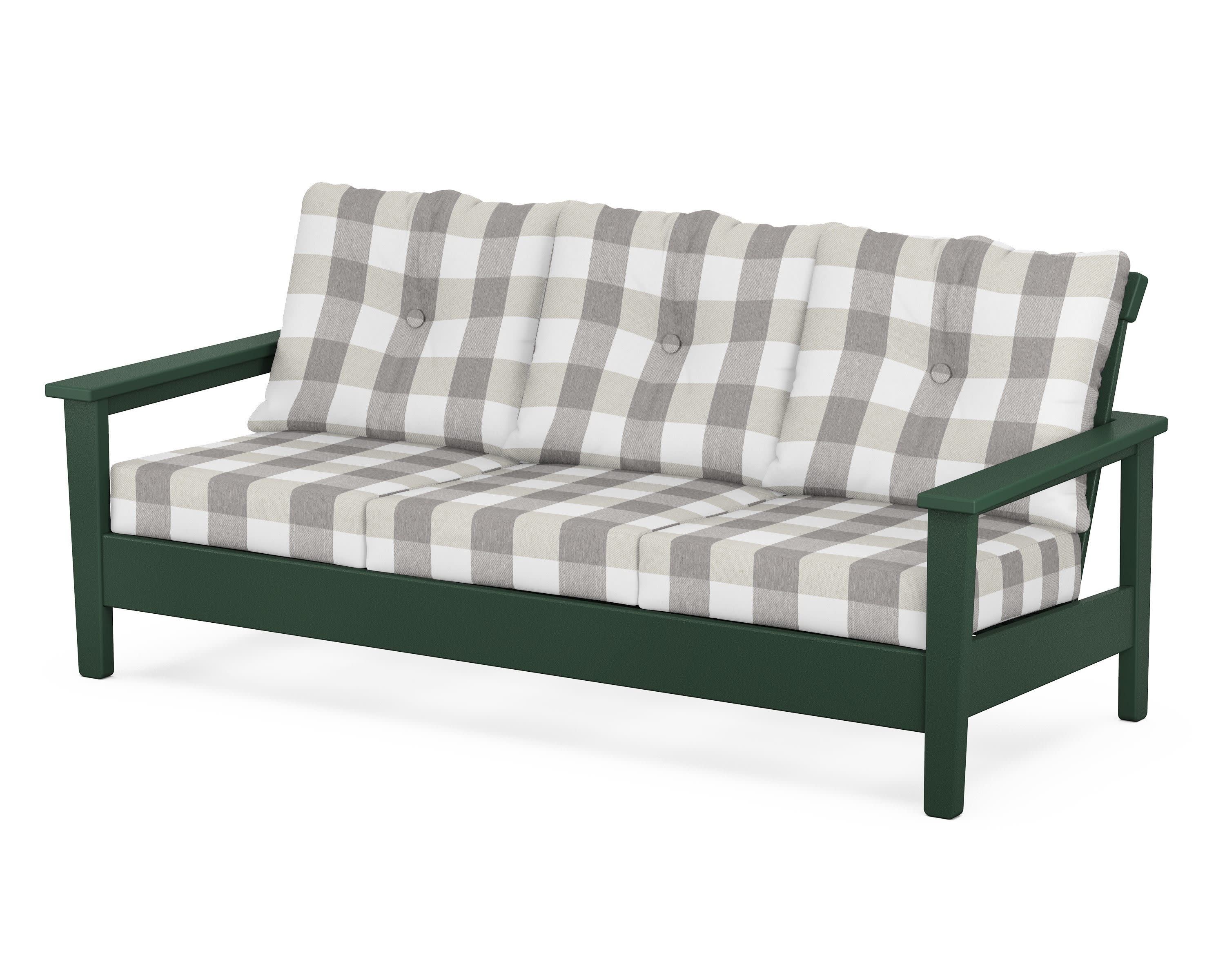Prescott Deep Seating Sofa in Green / Buffalo Plaid Grey Mist