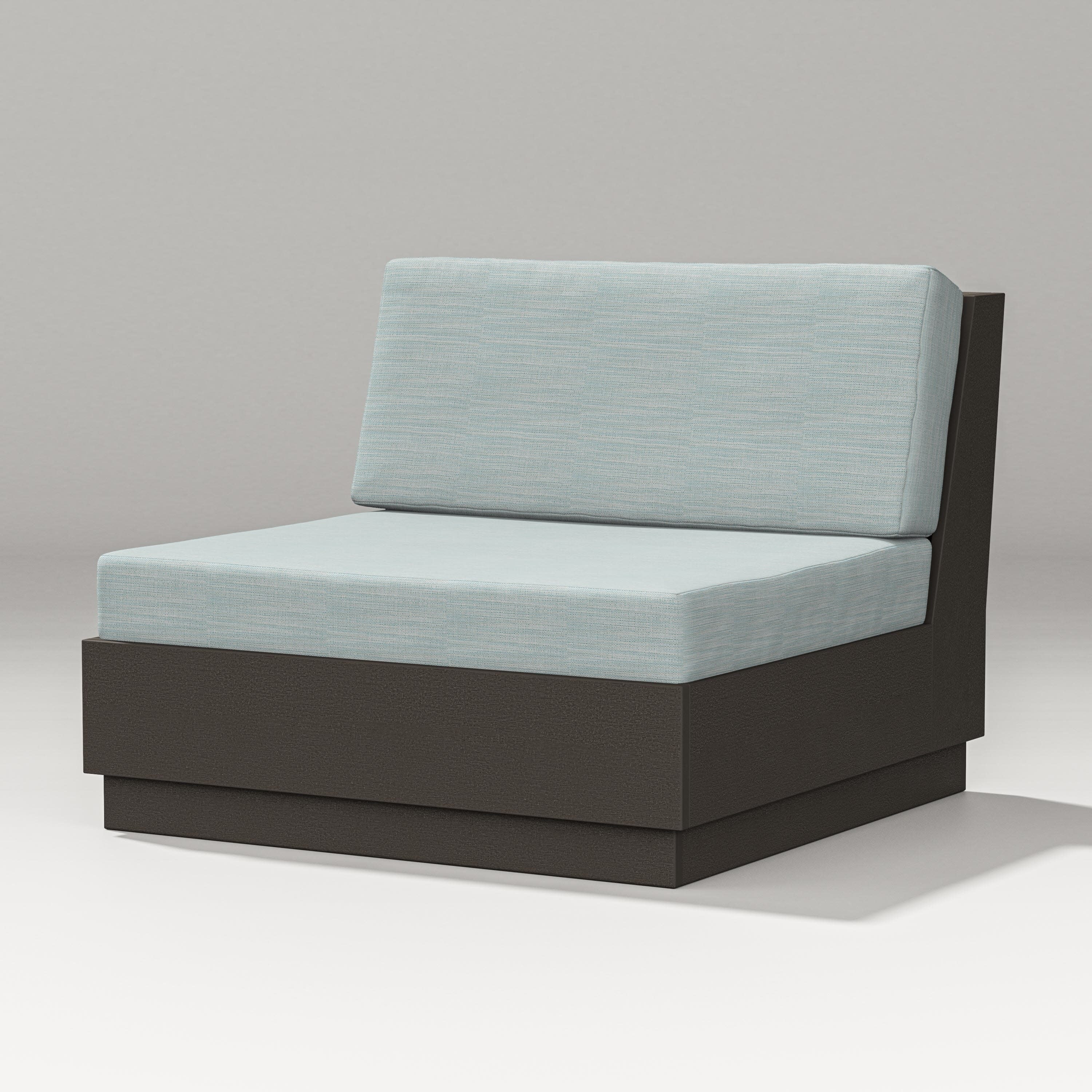 Elevate Modular Armless Chair in Vintage Coffee / Soothe Mist