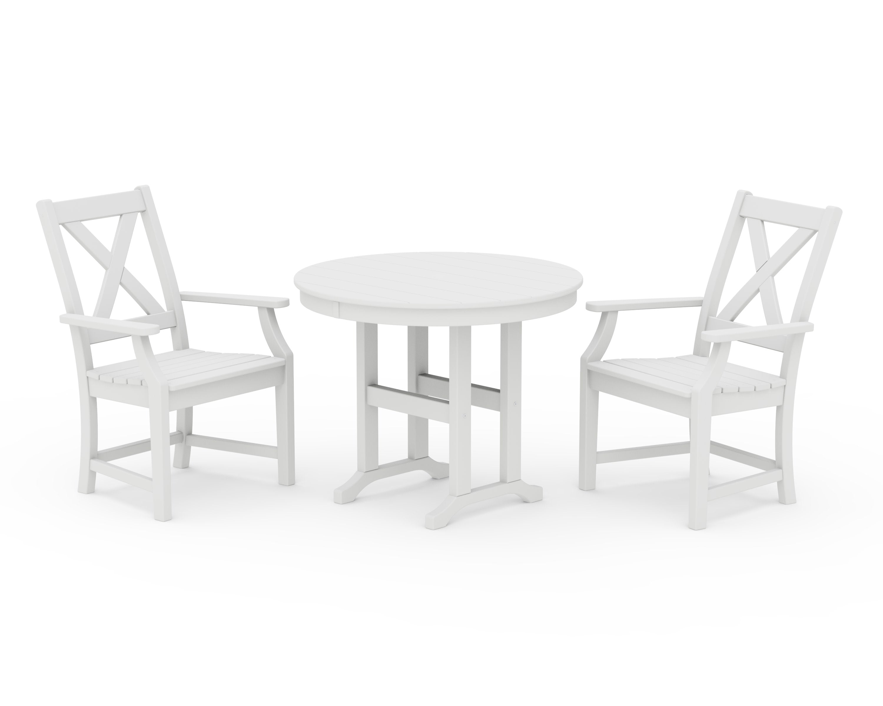 Braxton 3-Piece Round Dining Set in White