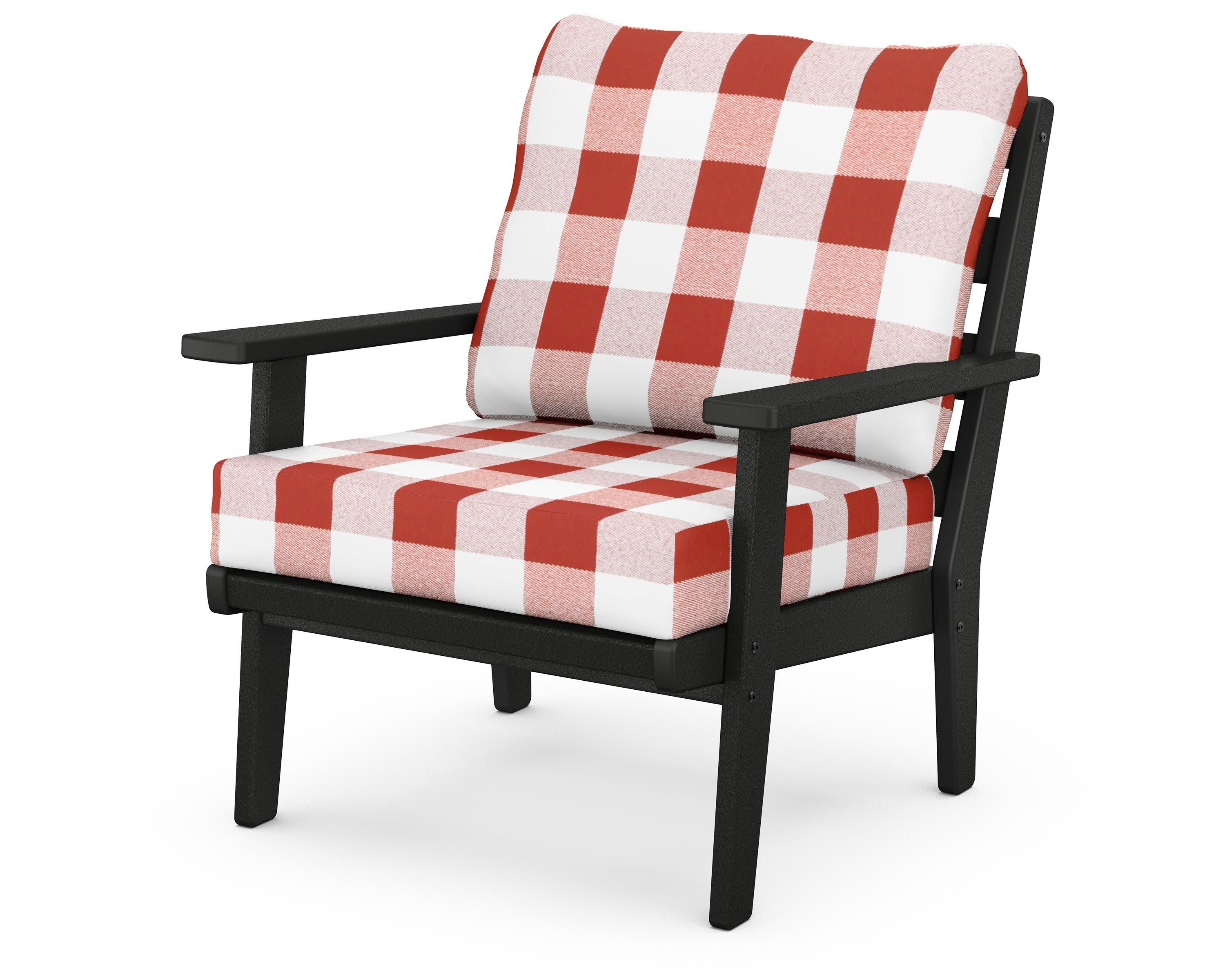 Grant Park Deep Seating Chair in Black / Buffalo Plaid Crimson