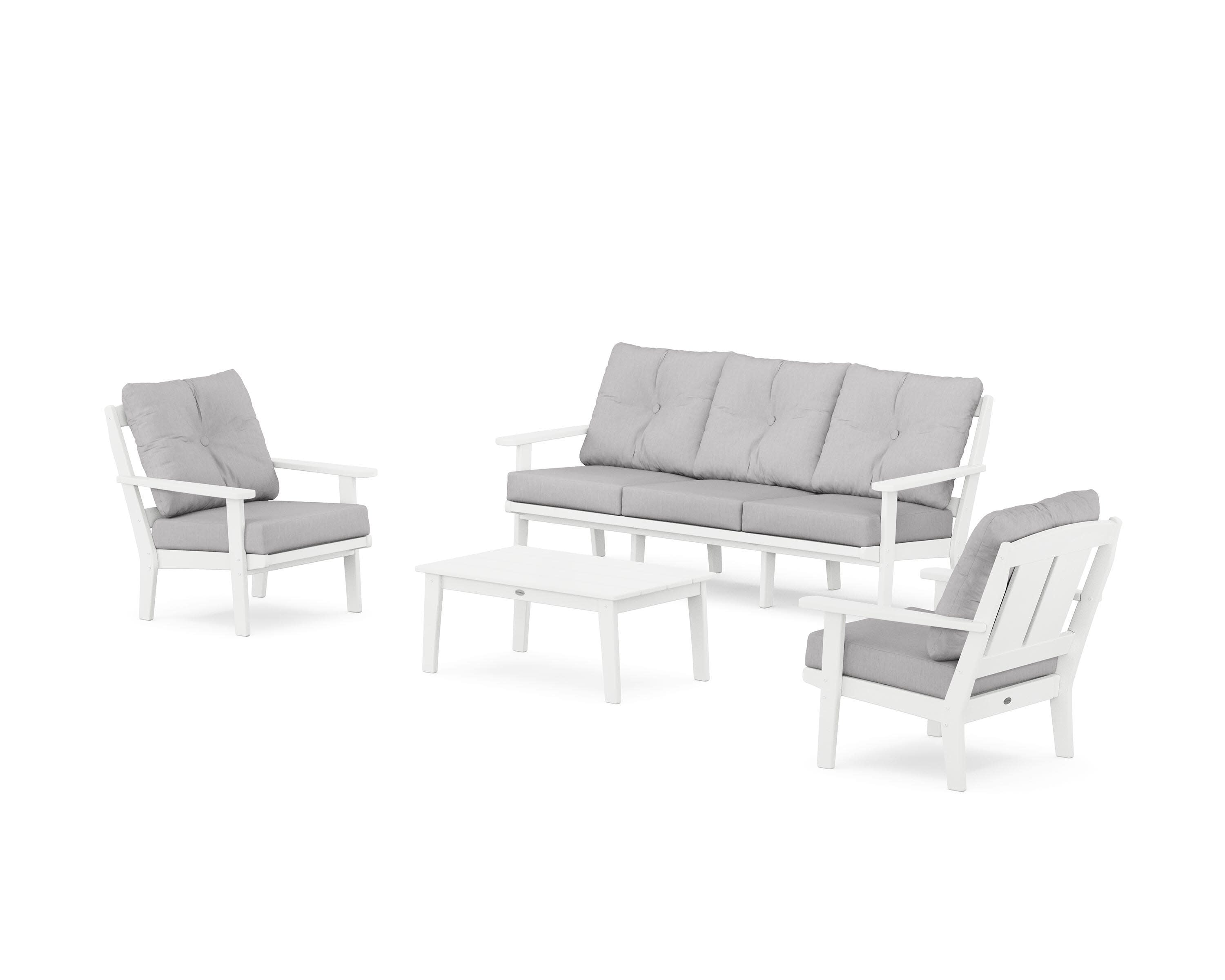 Mission 4-Piece Deep Seating Set with Sofa in White / Granite