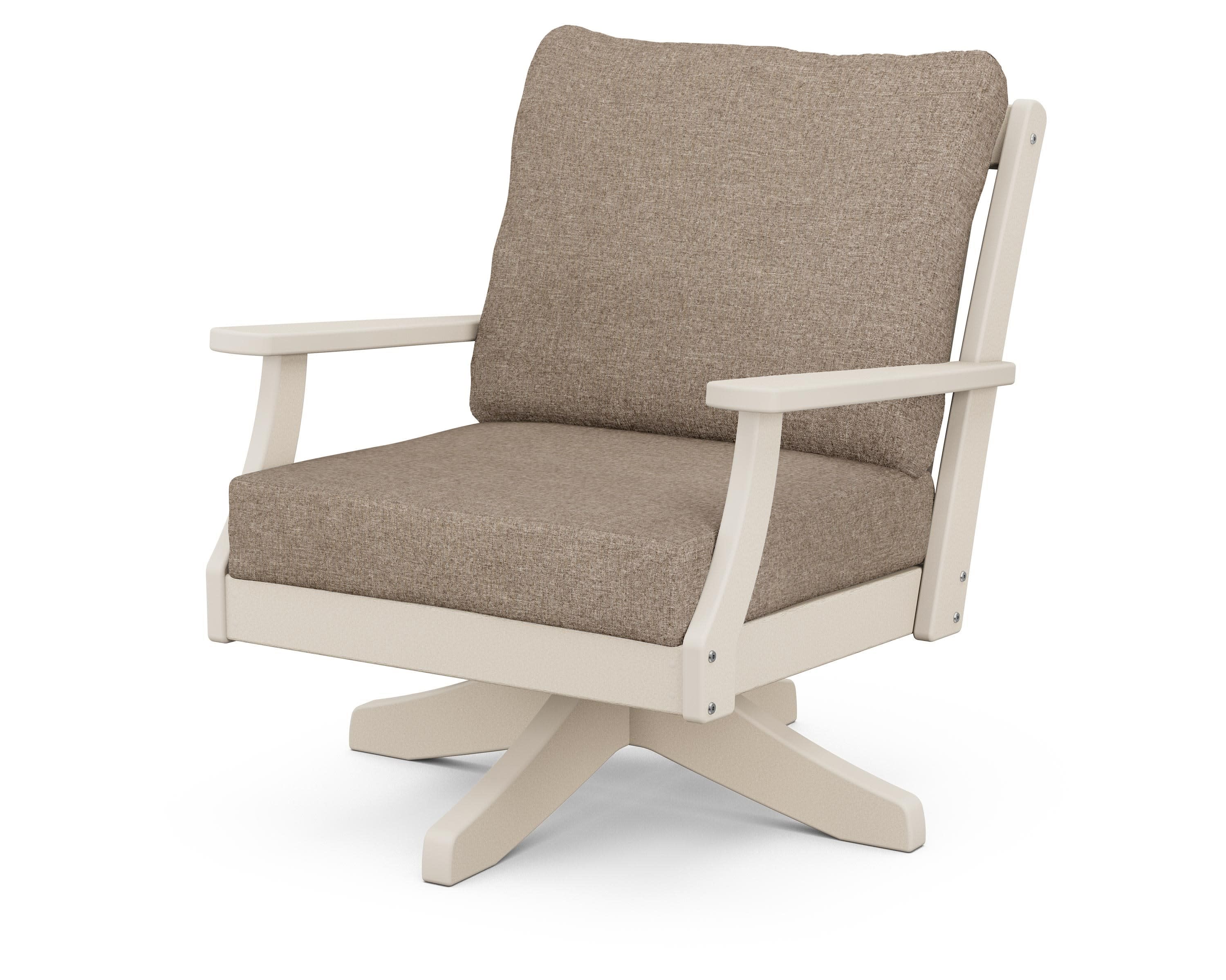 Braxton Deep Seating Swivel Chair in Sand / Spiced Burlap
