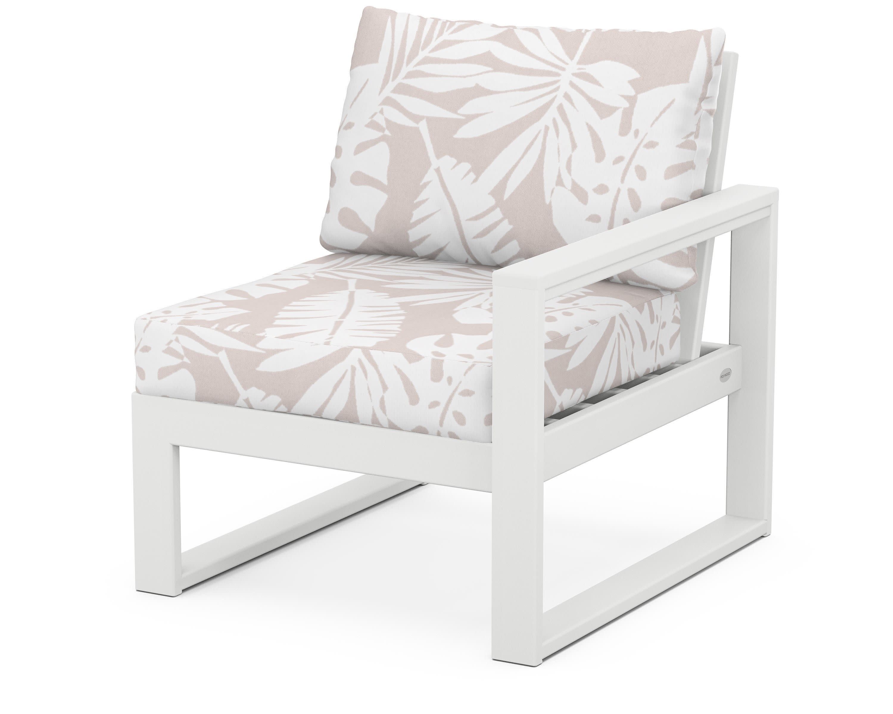 EDGE Modular Right Arm Chair in White / Leaf Dune Burlap
