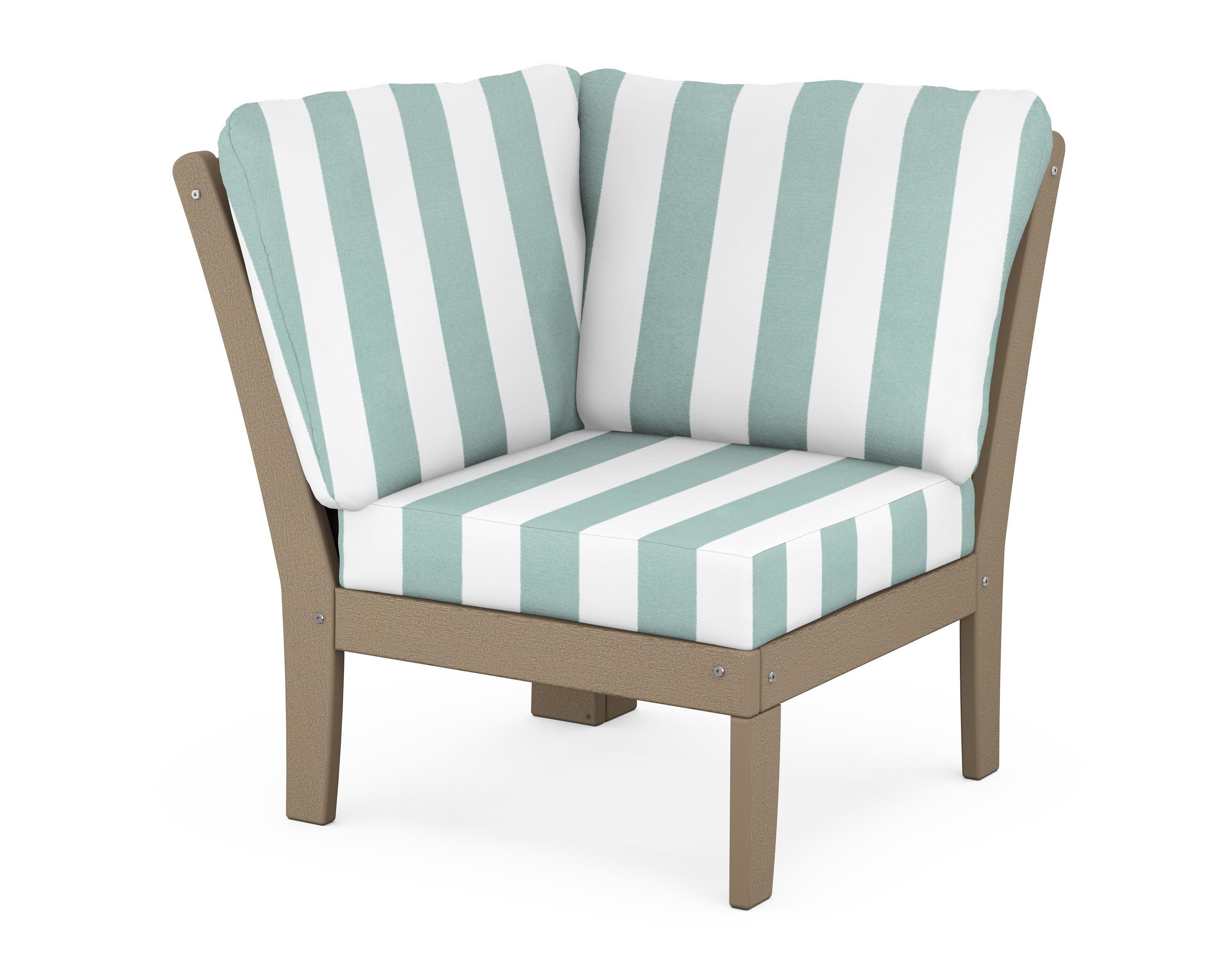 Braxton Modular Corner Chair in Vintage Sahara / Cabana Stripe Glacier Spa