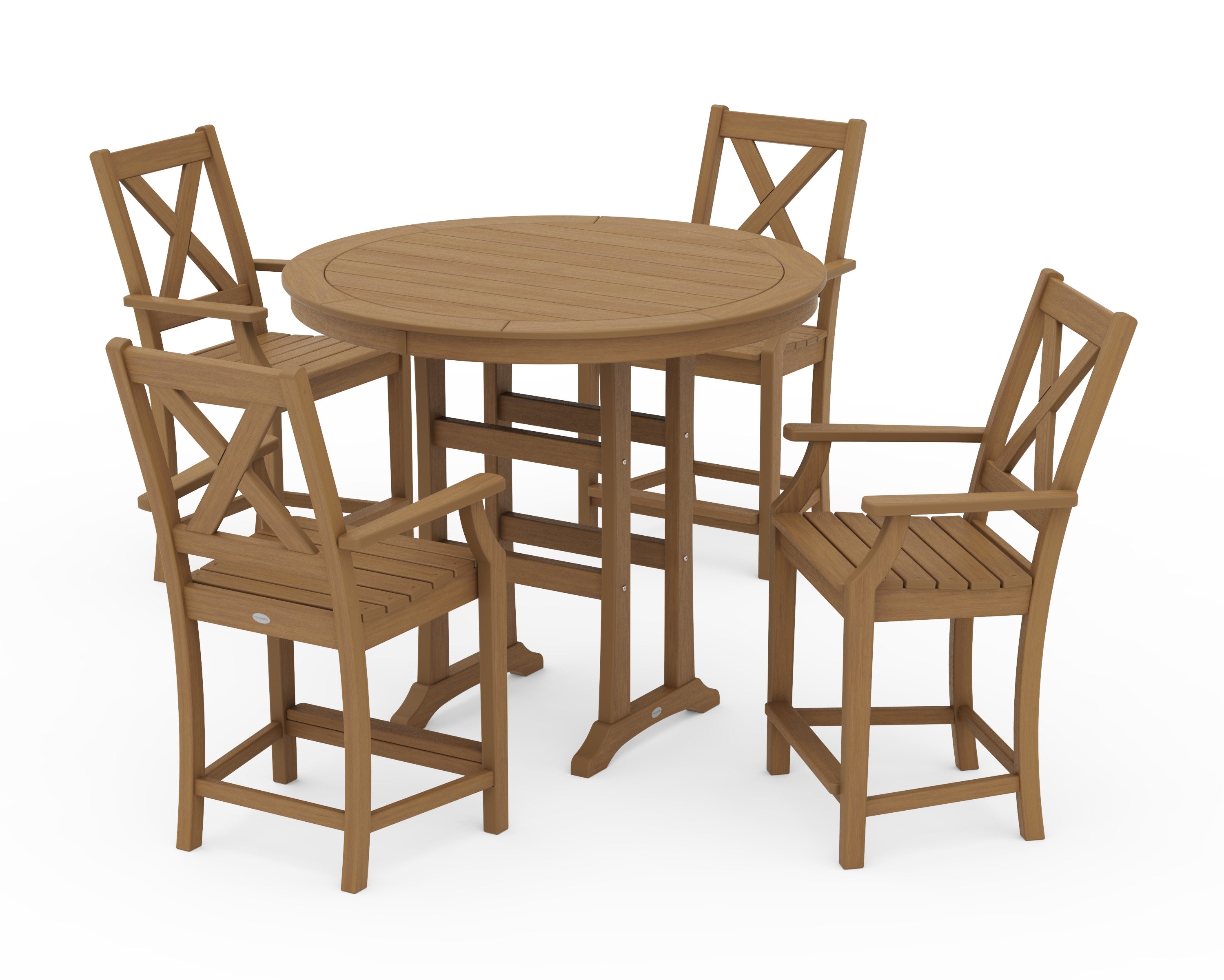Braxton 5-Piece Nautical Trestle Arm Chair Counter Set in Natural