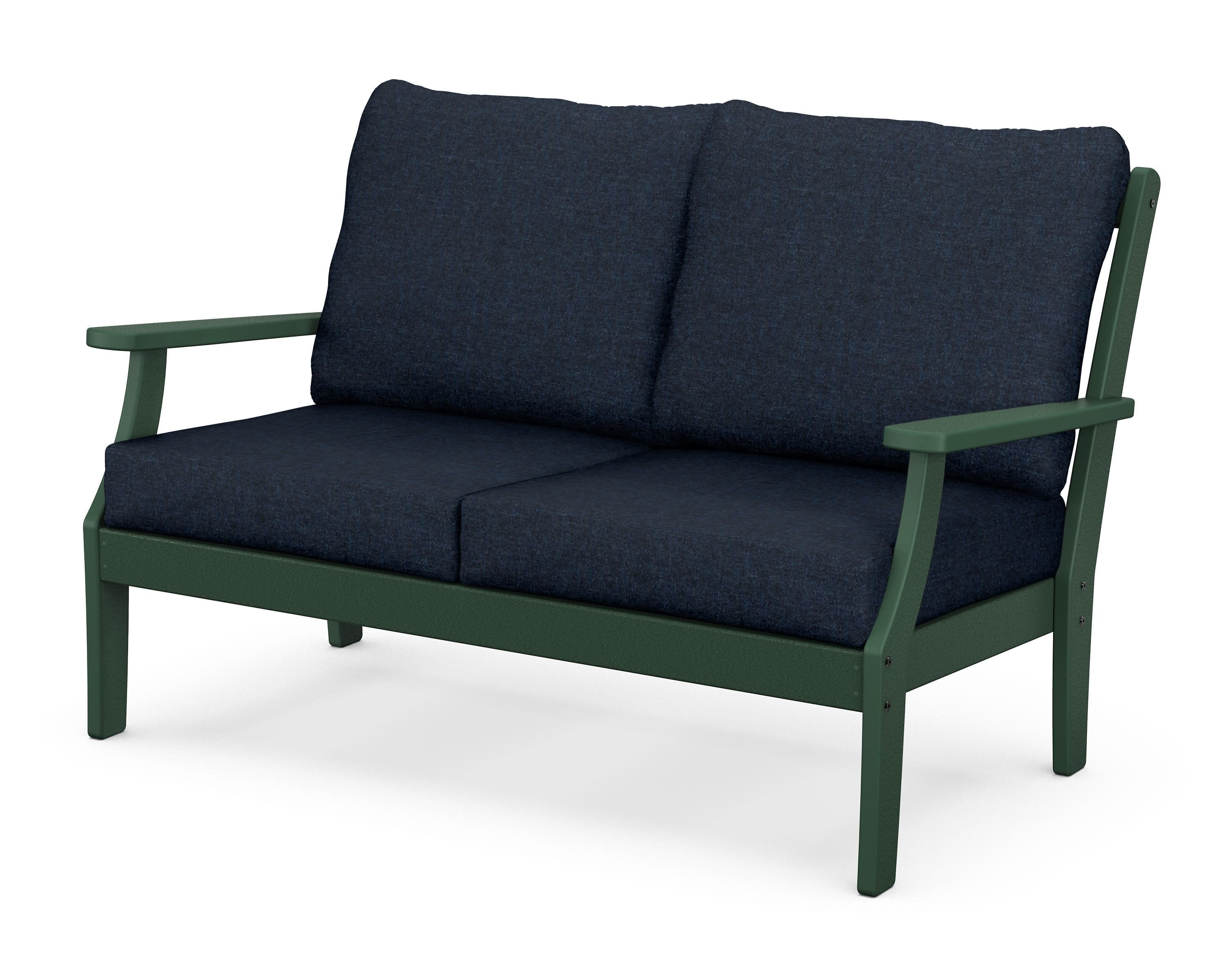 Braxton Deep Seating Loveseat in Green / Marine Indigo