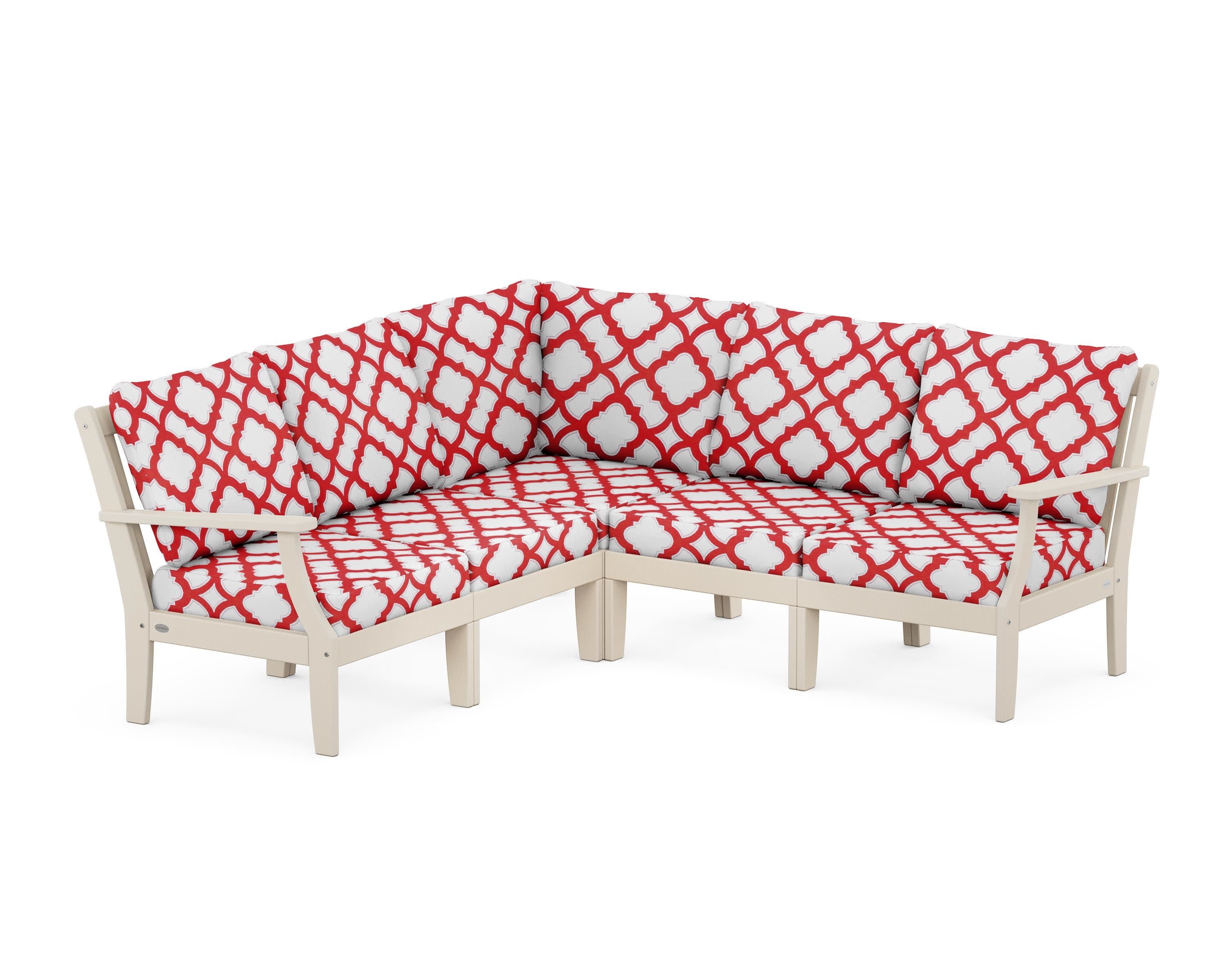 Braxton Modular 5-Piece Deep Seating Set in Sand / Trellis Crimson