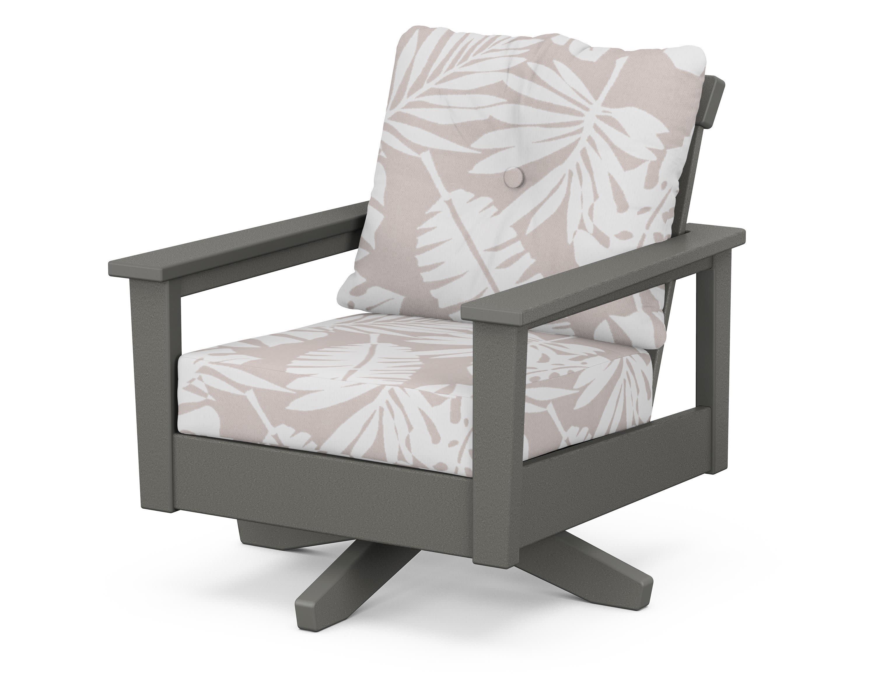 Prescott Deep Seating Swivel Chair in Slate Grey / Leaf Dune Burlap