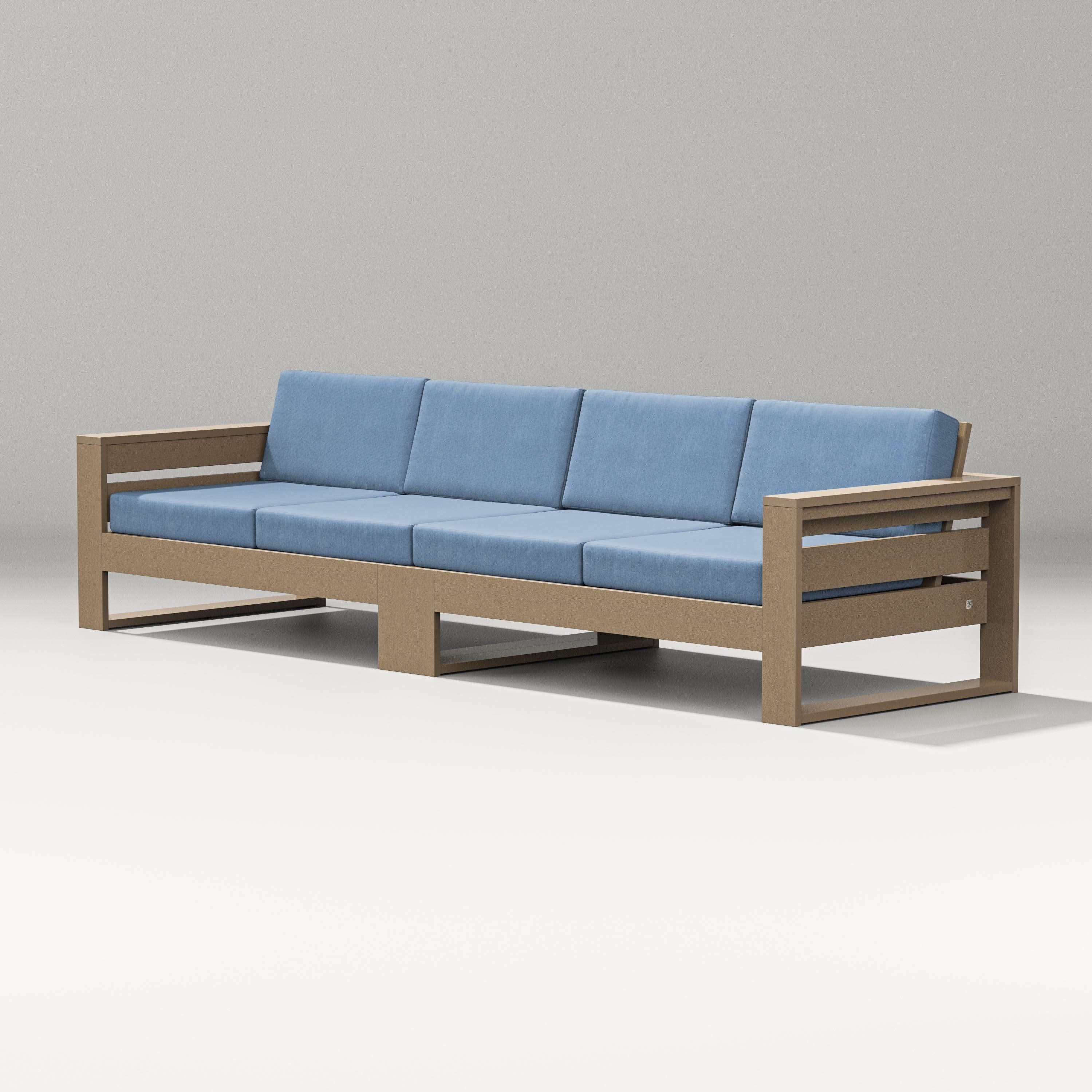 Latitude Straight Sectional in Vintage Sahara / Sky Blue