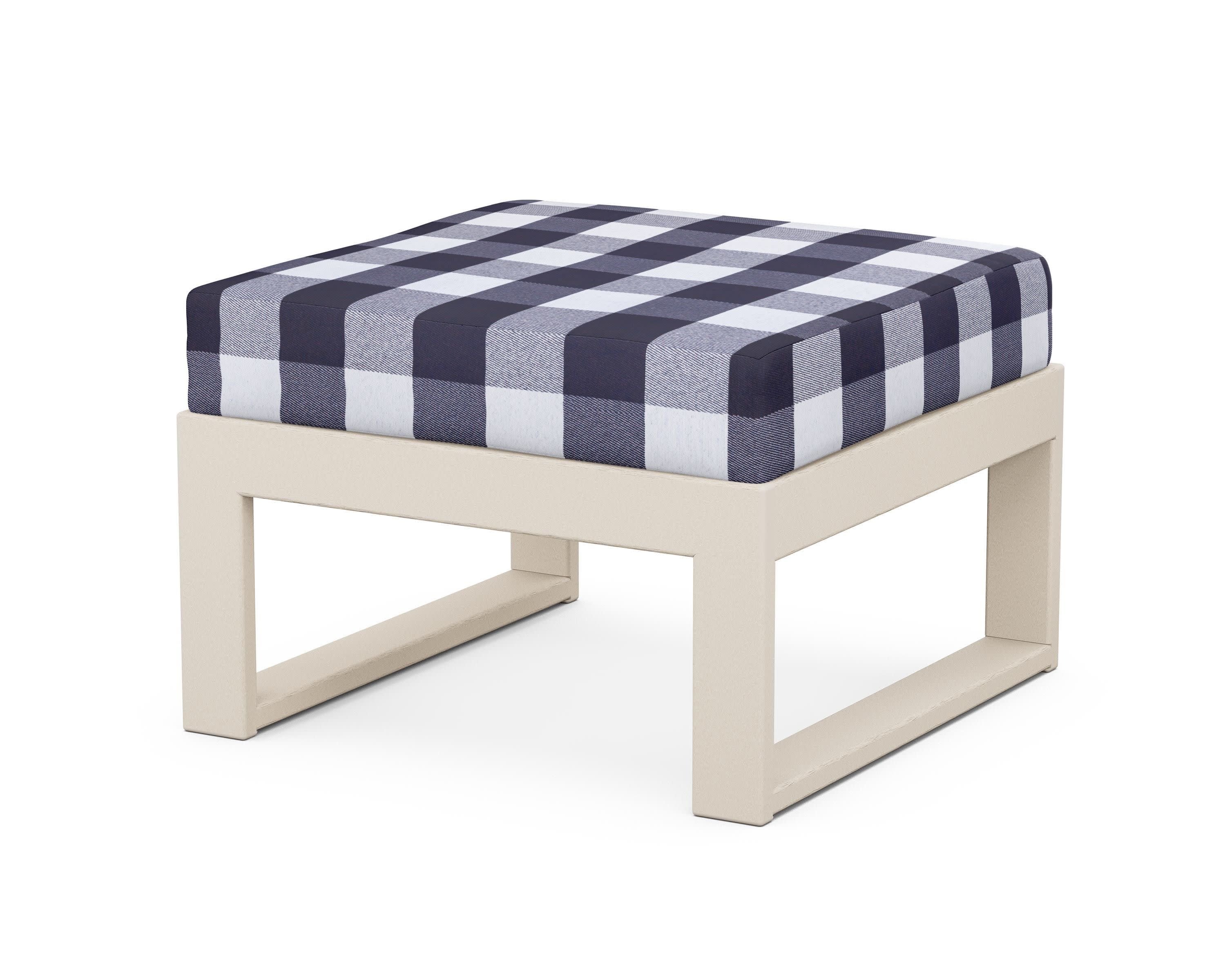 Modular Ottoman - Modern in Sand / Buffalo Plaid Navy