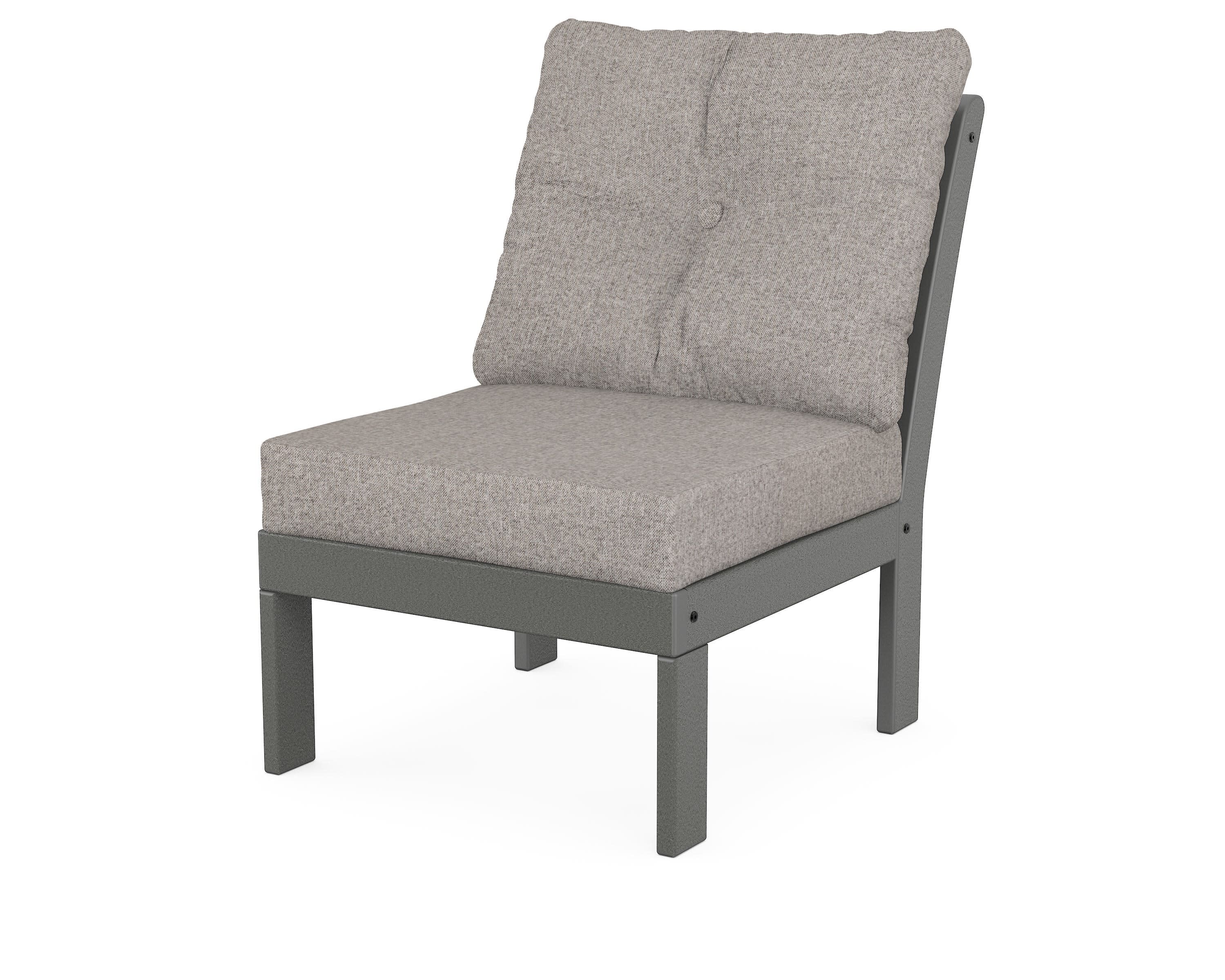 Vineyard Modular Armless Chair in Slate Grey / Weathered Tweed