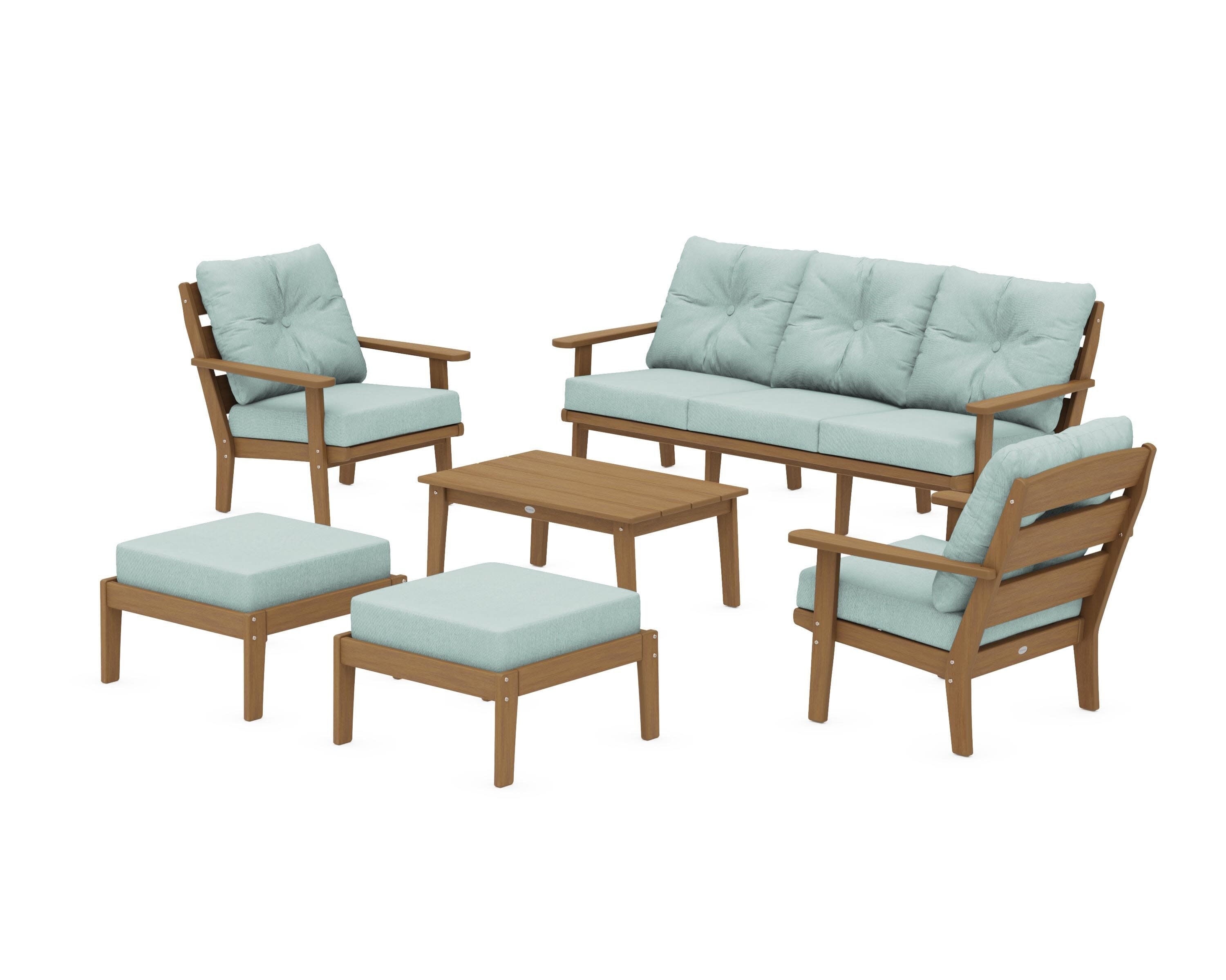 Lakeside 6-Piece Lounge Sofa Set in Natural / Glacier Spa