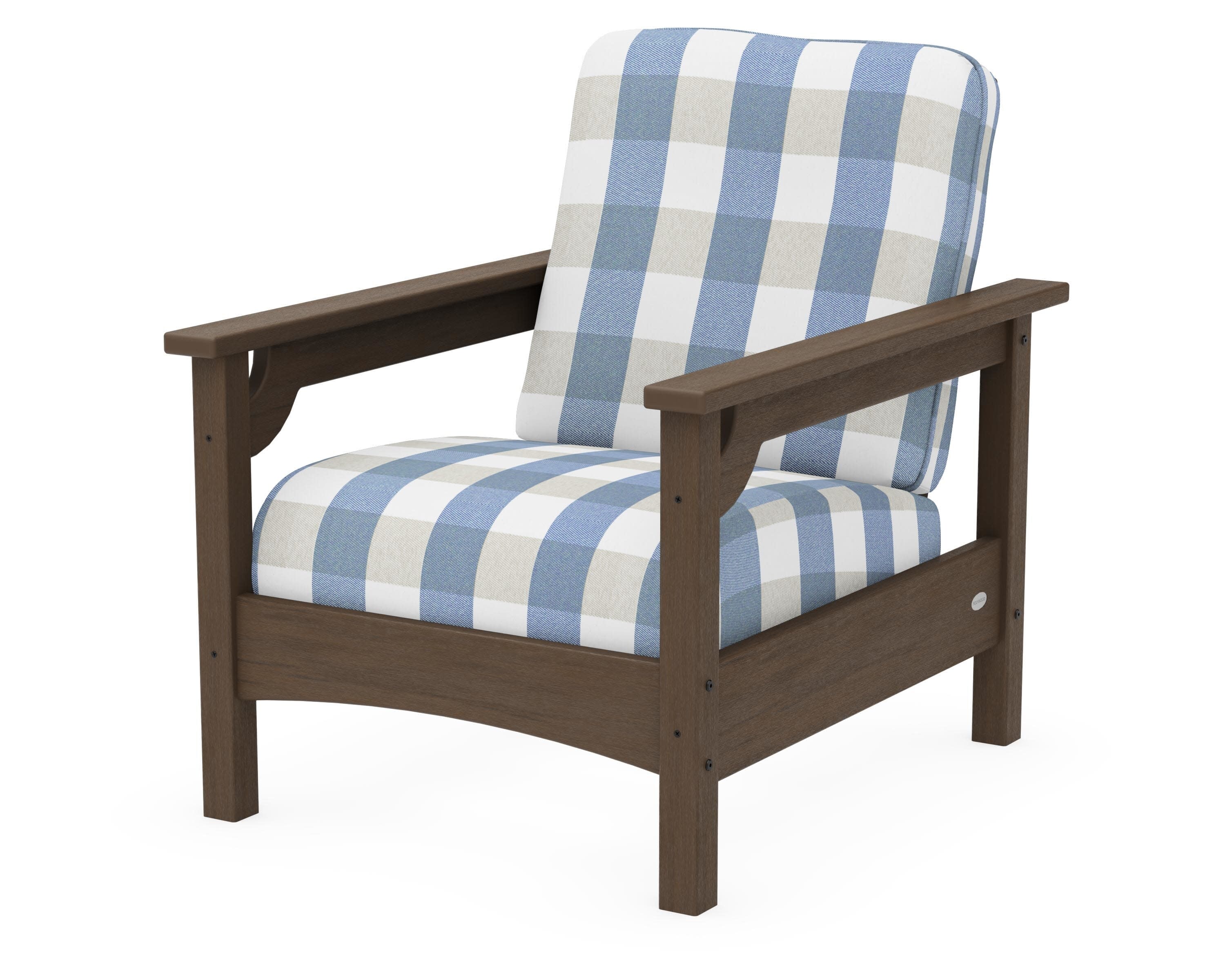 Club Chair in Kona / Buffalo Plaid Sky Blue