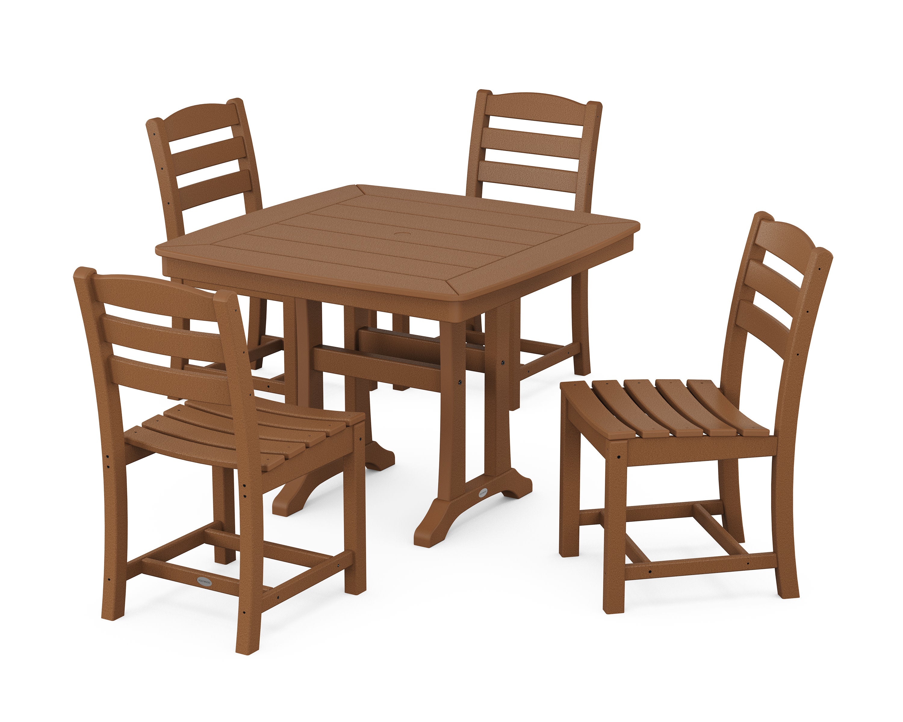 La Casa Caf Side Chair 5-Piece Dining Set with Trestle Legs in Teak