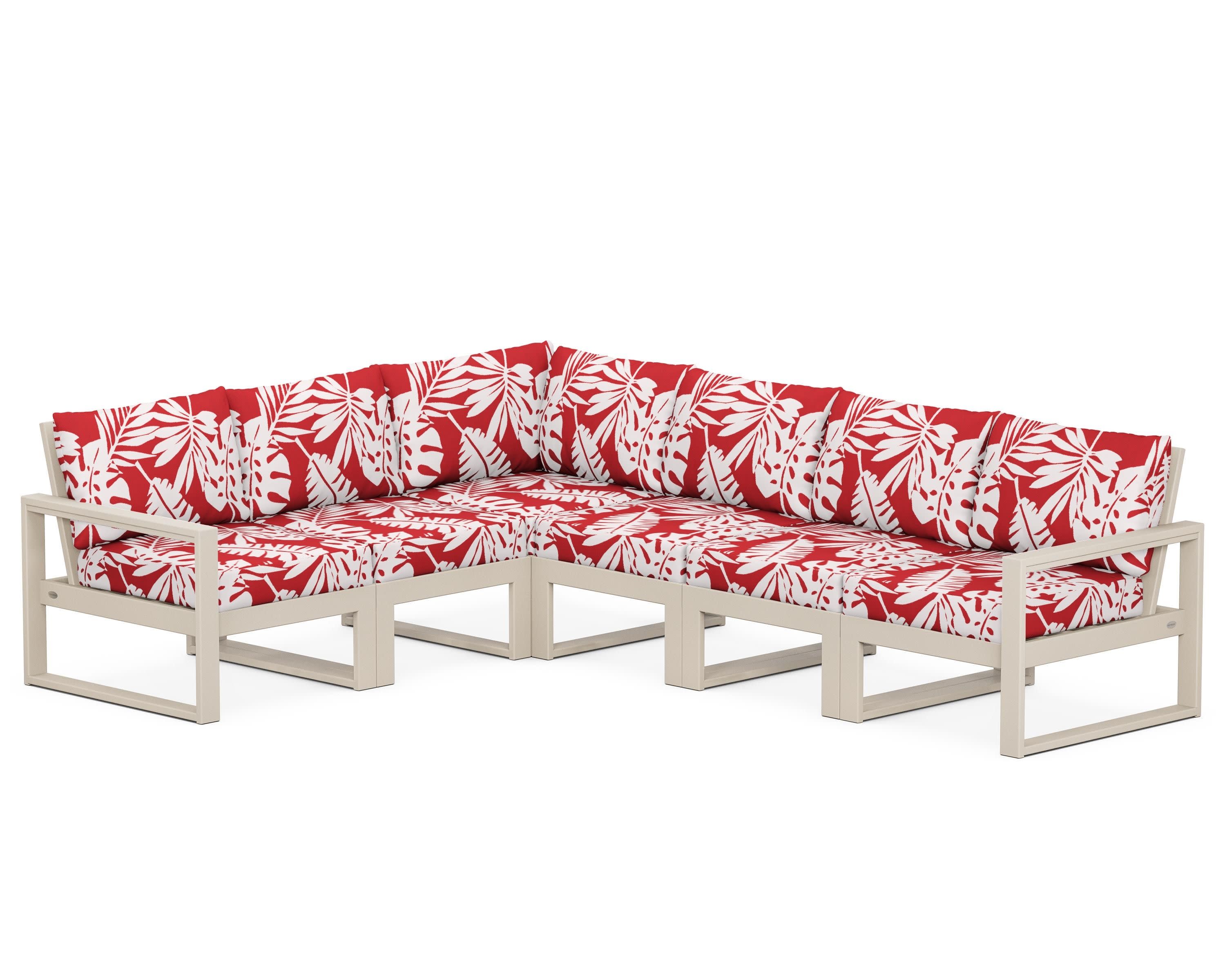 EDGE 6-Piece Modular Deep Seating Set in Sand / Leaf Crimson