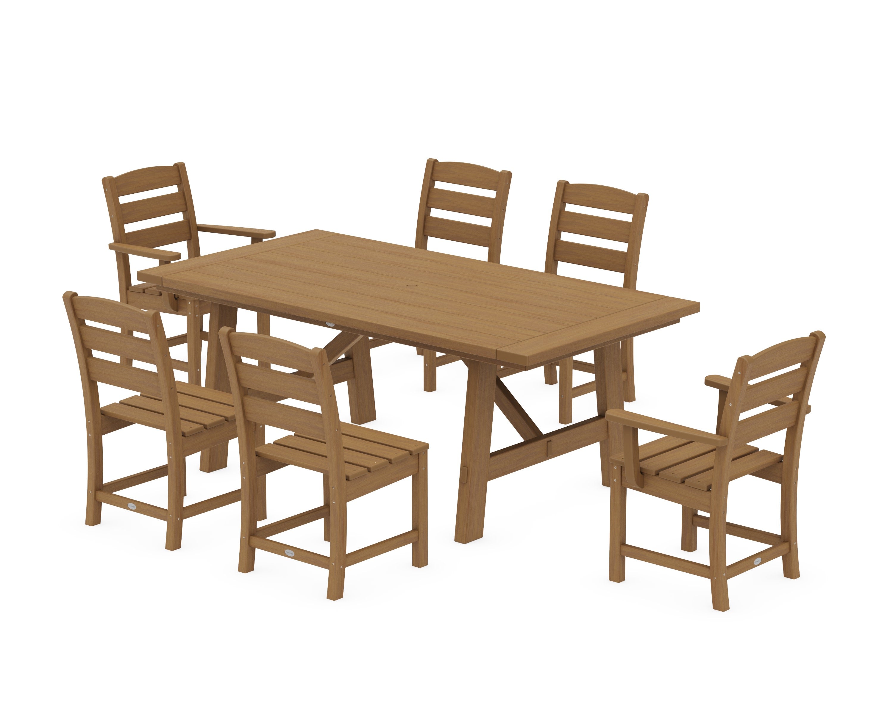 Lakeside 7-Piece Rustic Farmhouse Dining Set in Natural