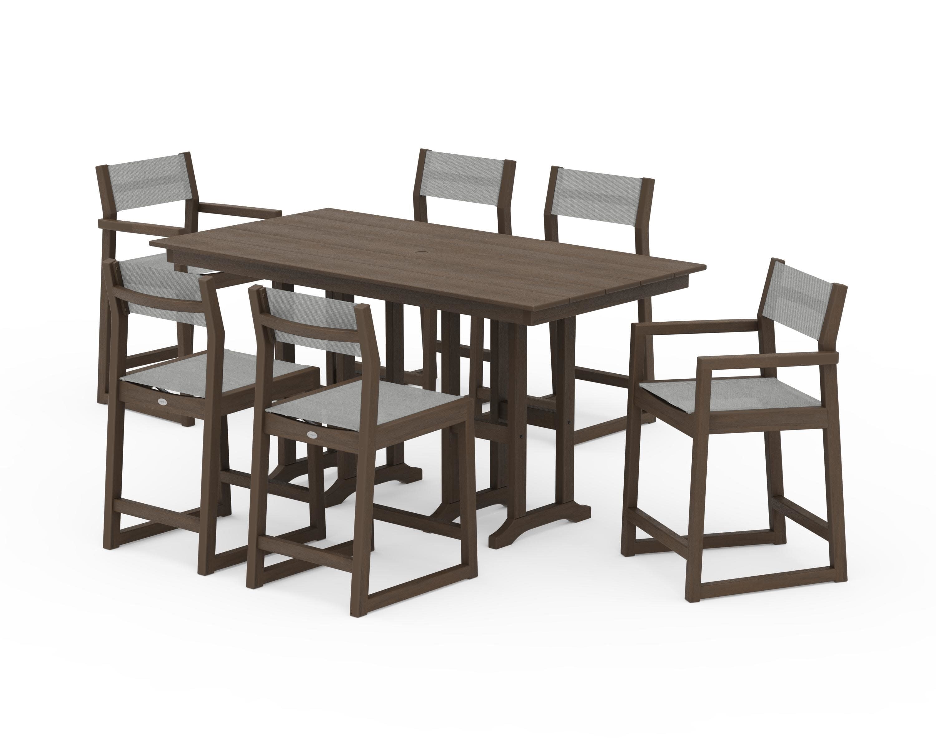 EDGE Sling 7-Piece Farmhouse Counter Set in Kona / Metallic Sling