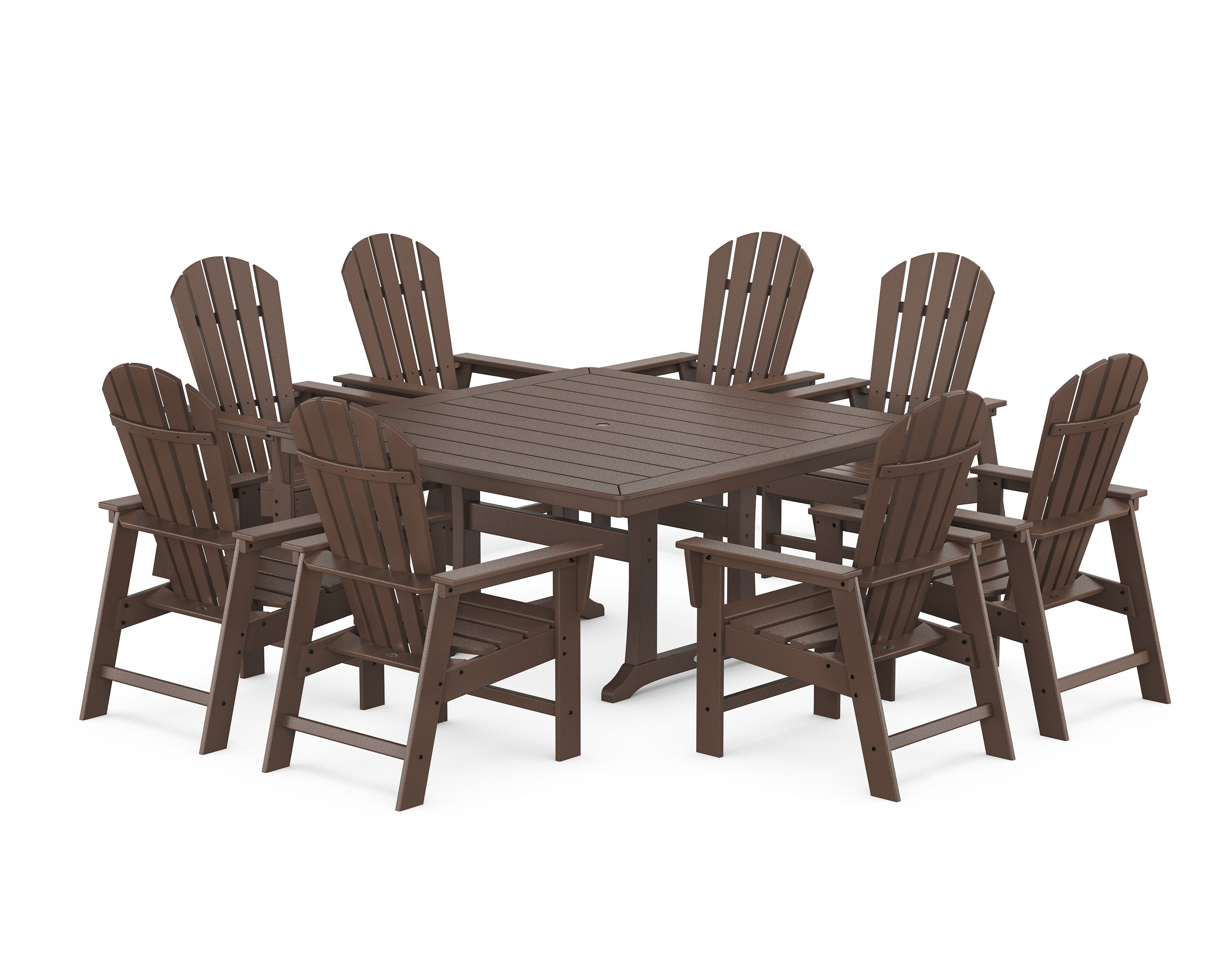 South Beach 9-Piece Square Dining Set with Trestle Legs in Mahogany