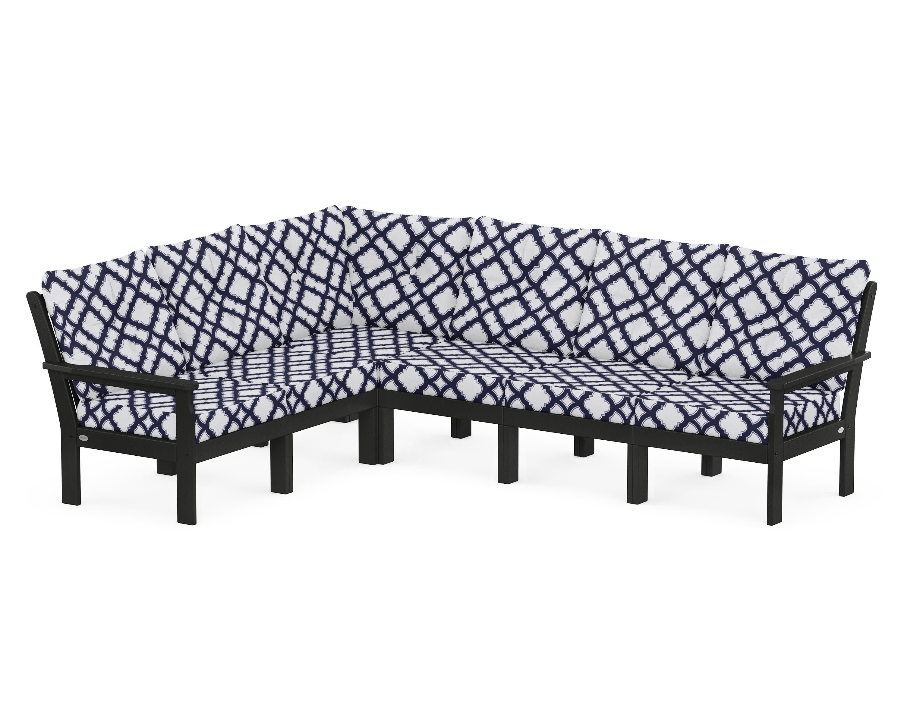 Vineyard 6-Piece Sectional in Black / Trellis Navy