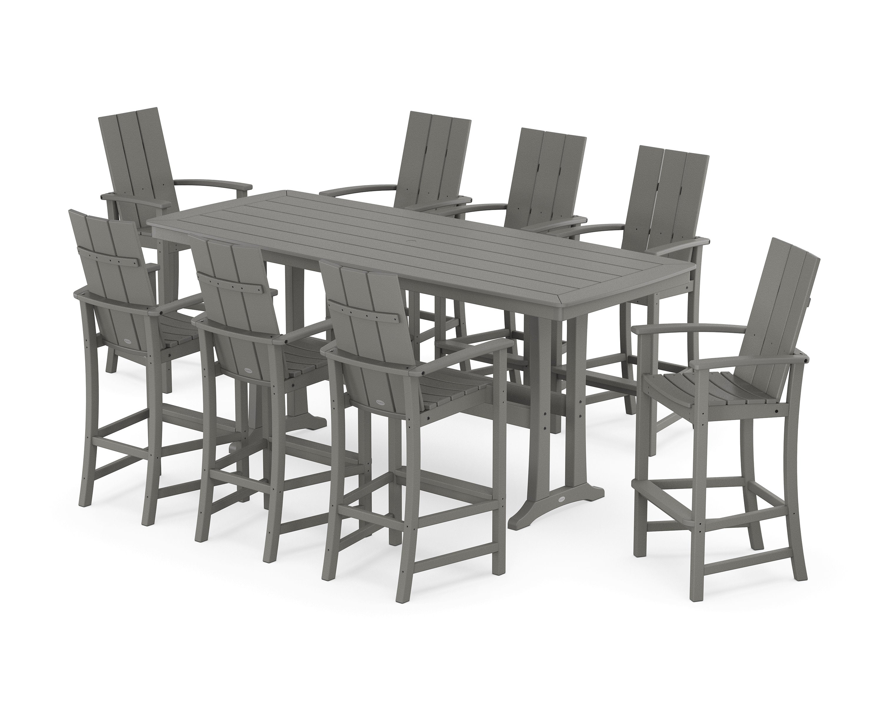 Modern Adirondack 9-Piece Bar Set with Trestle Legs in Slate Grey