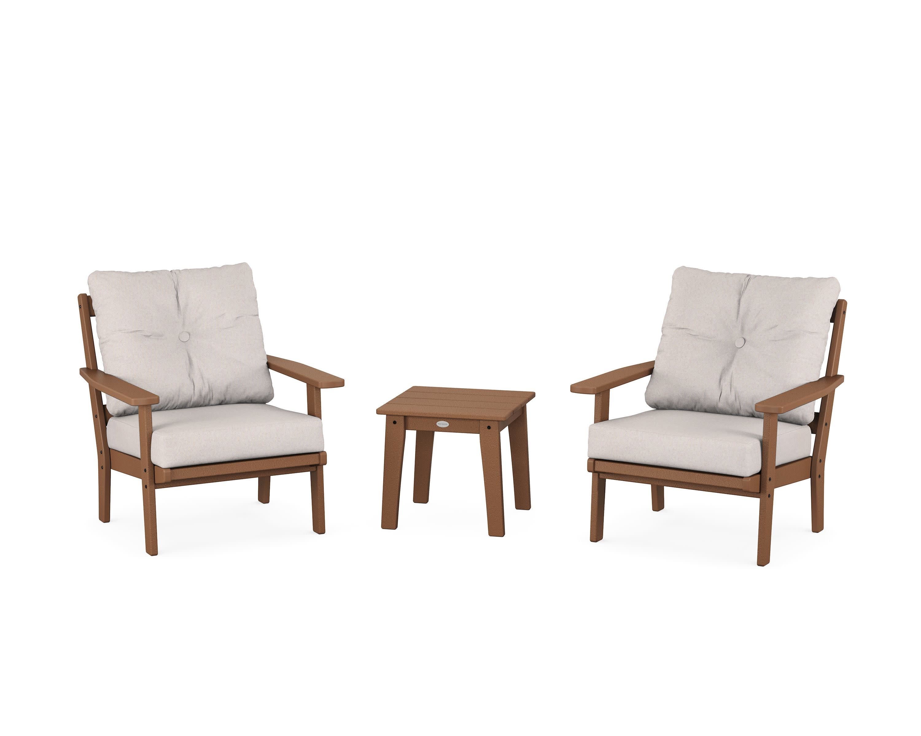 Oxford 3-Piece Deep Seating Set in Teak / Dune Burlap