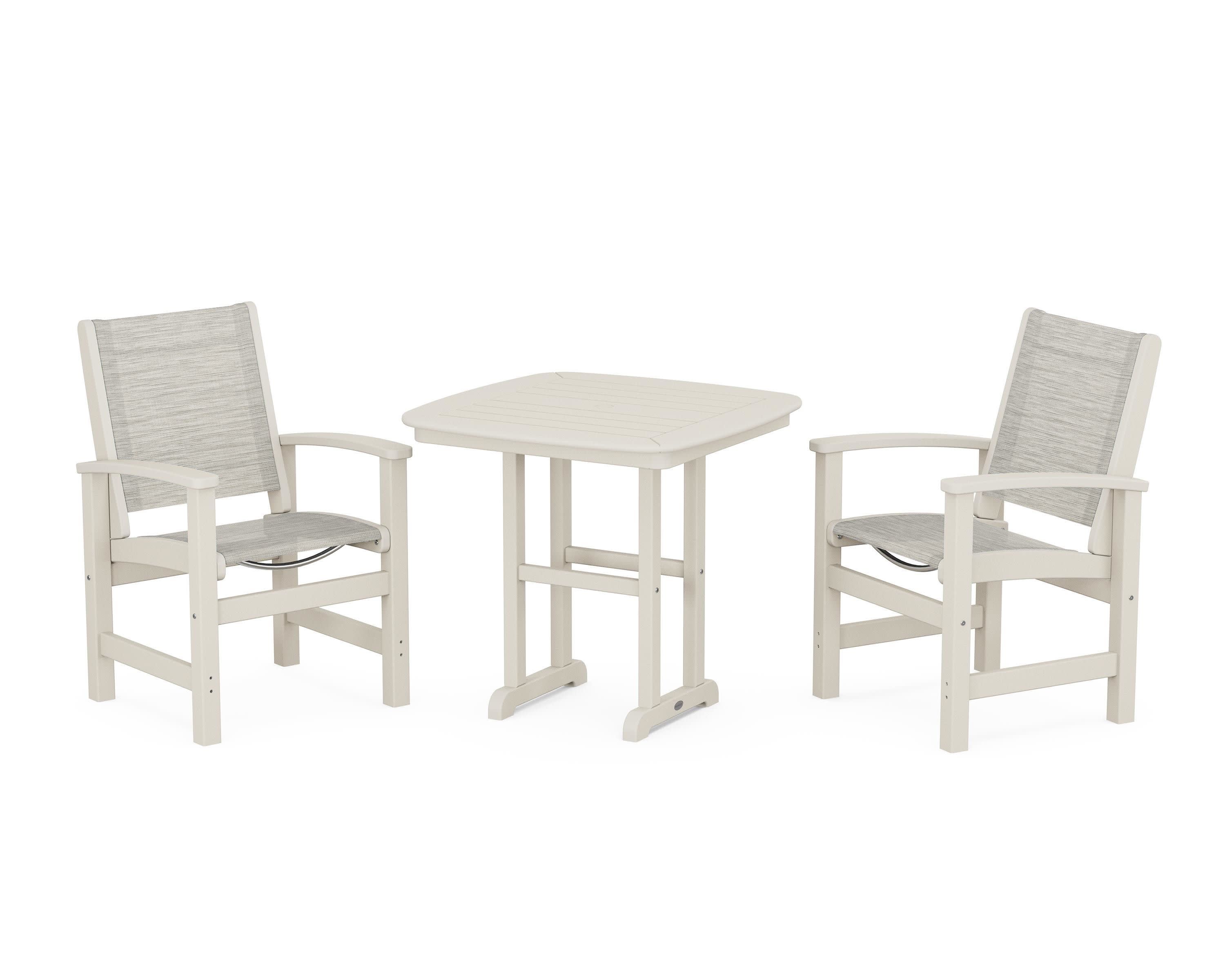 Coastal 3-Piece Dining Set in Sand / Birch Sling