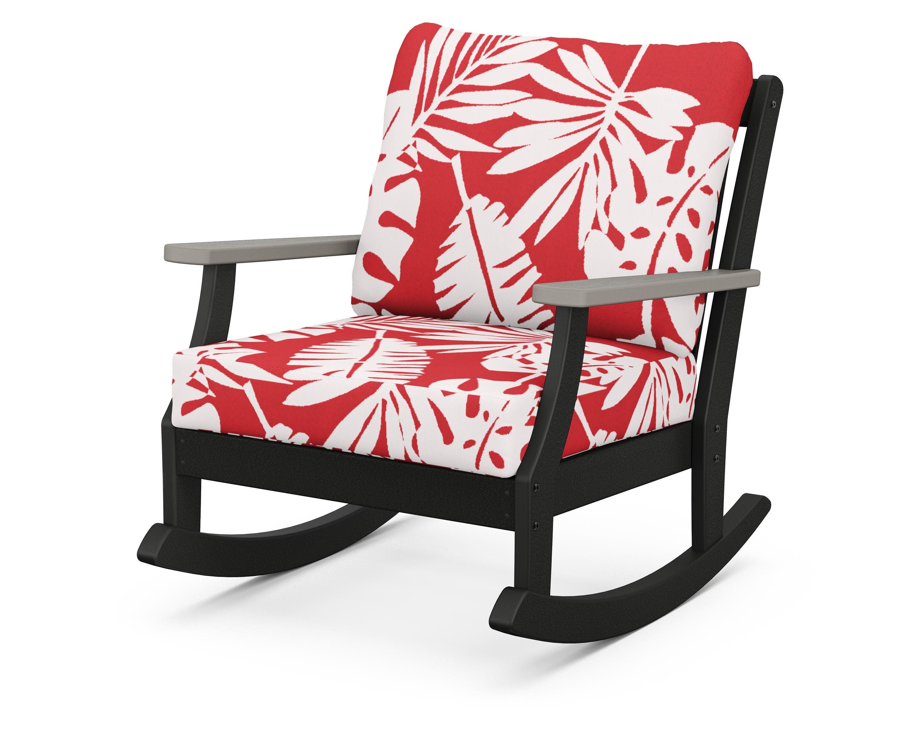 Braxton Deep Seating Rocking Chair in Black / Driftwood / Leaf Crimson