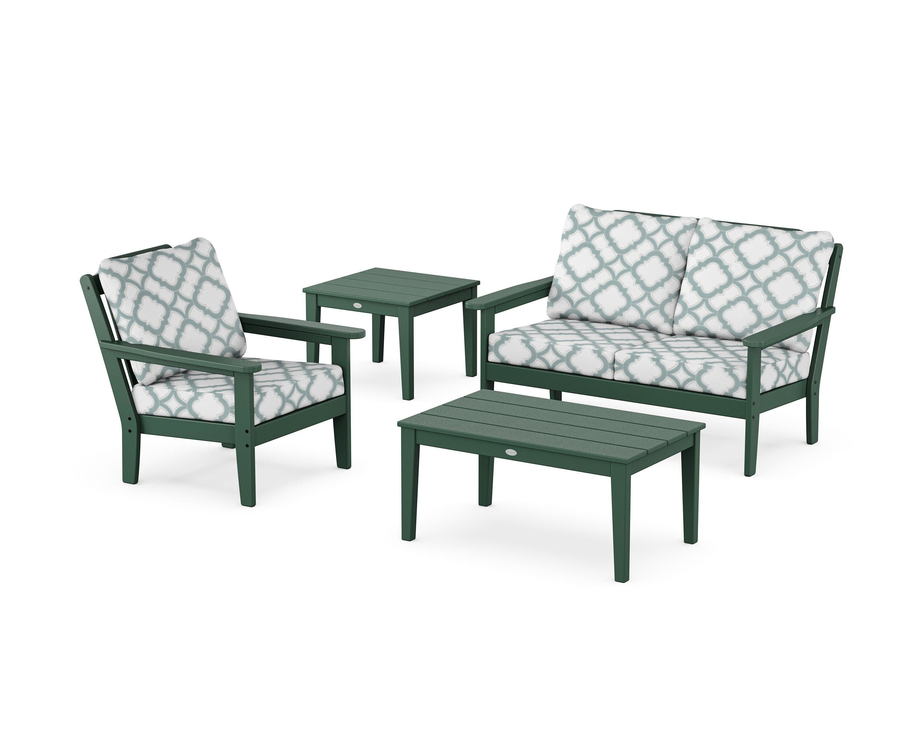 Wovendale 4-Piece Deep Seating Set in Green / Trellis Glacier Spa