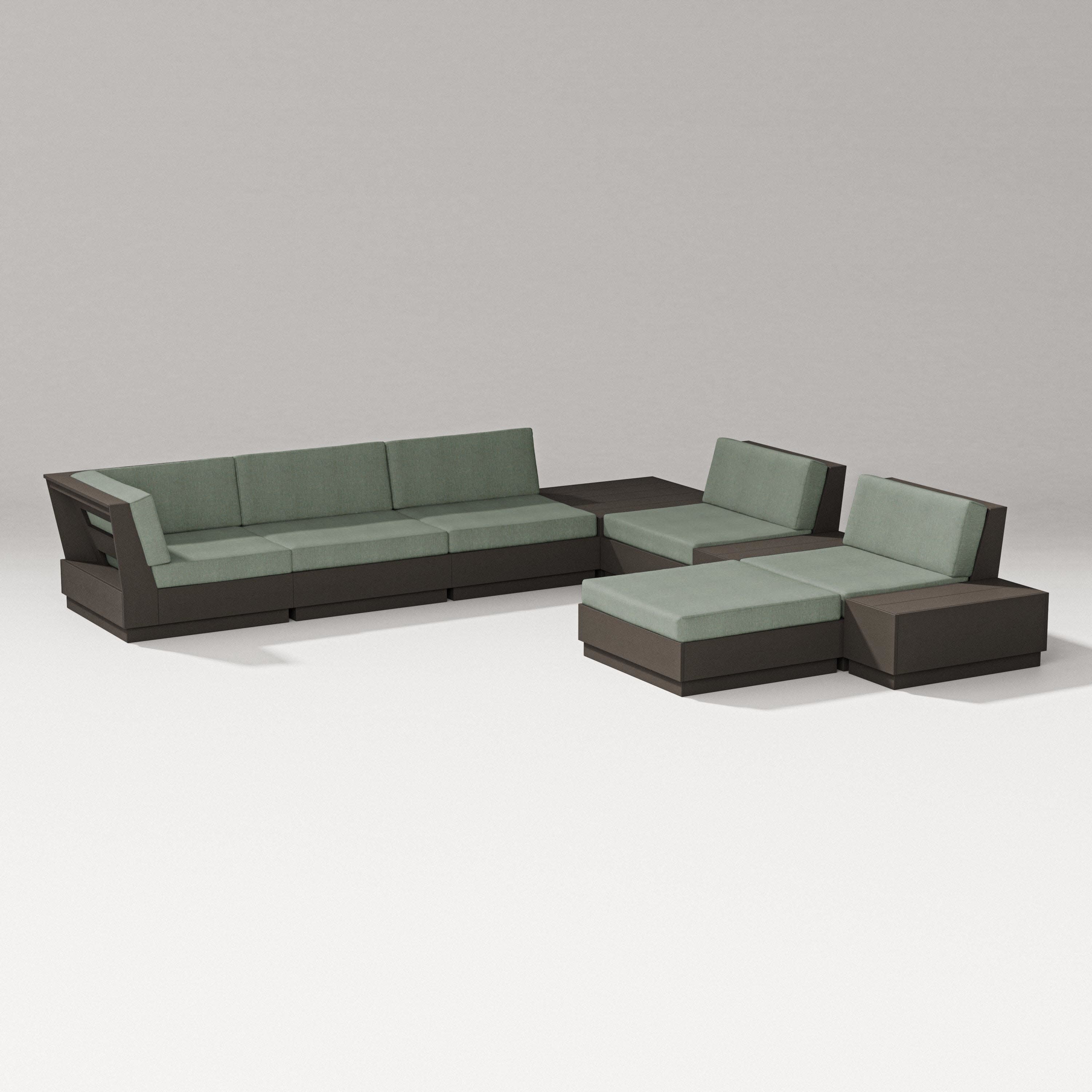 Elevate 9-Piece Conversation Sectional in Vintage Coffee / Cast Sage