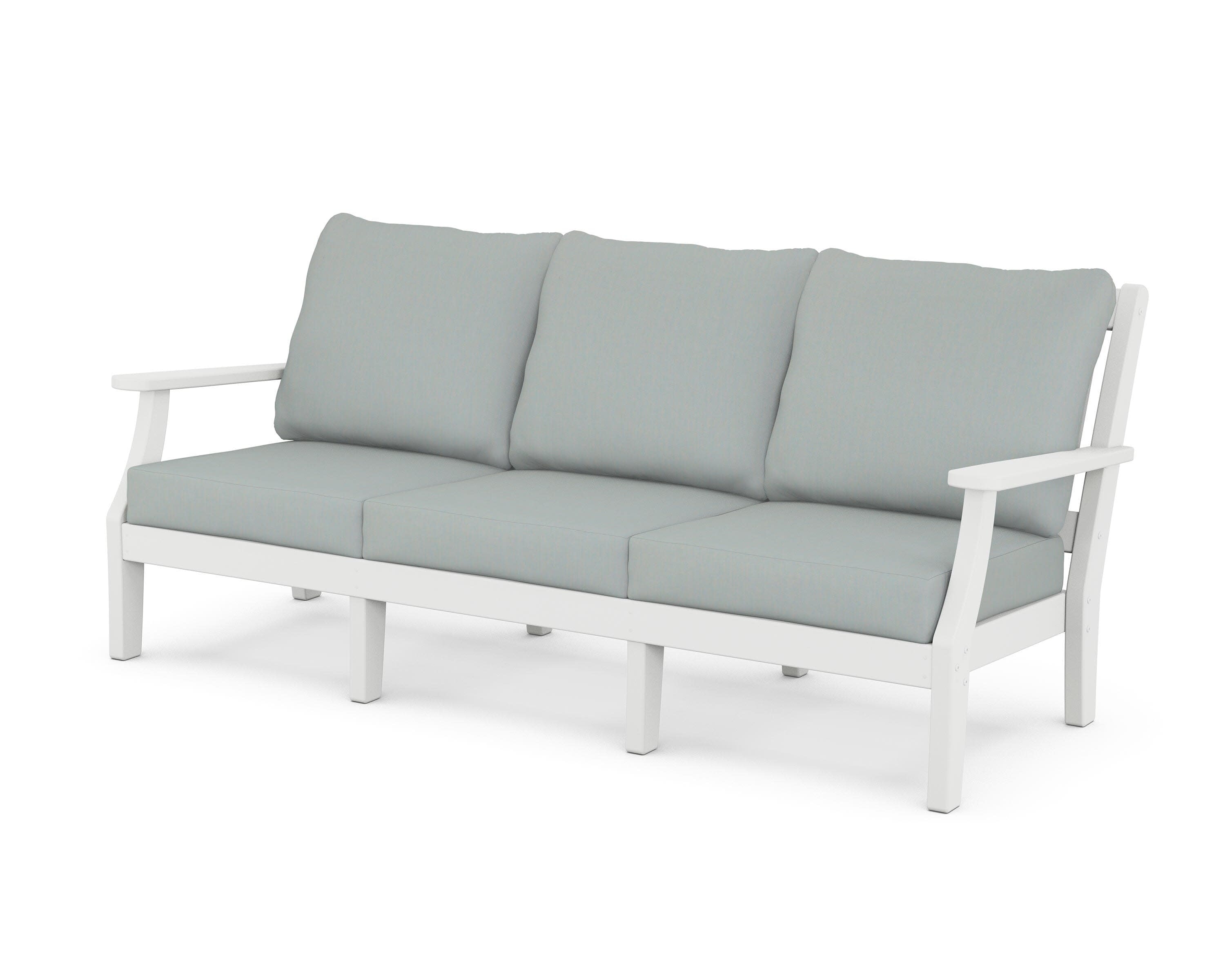 Chinoiserie Deep Seating Sofa in White / Spa