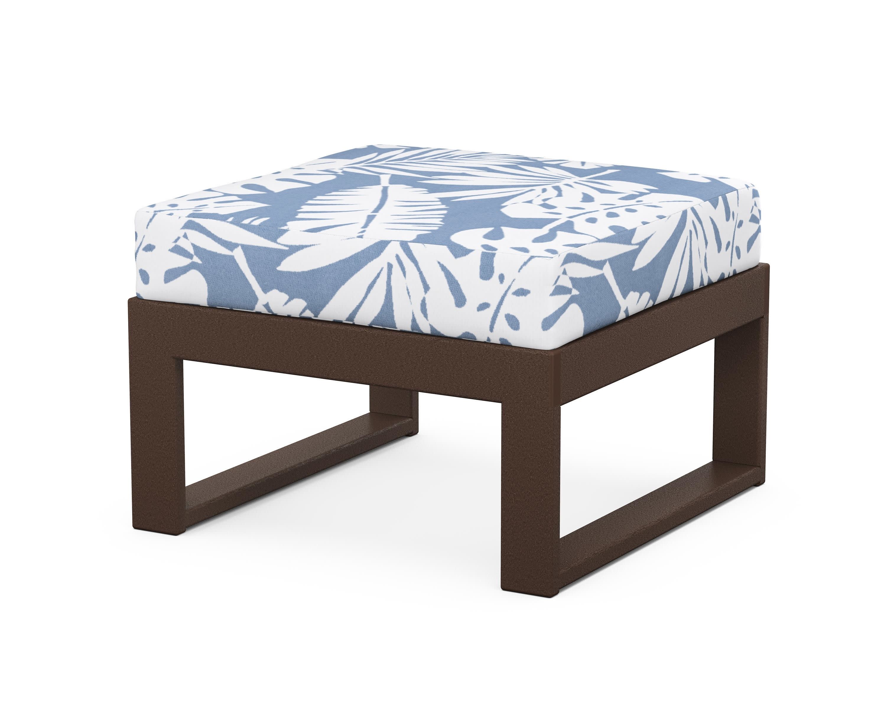Modular Ottoman - Modern in Mahogany / Leaf Sky Blue